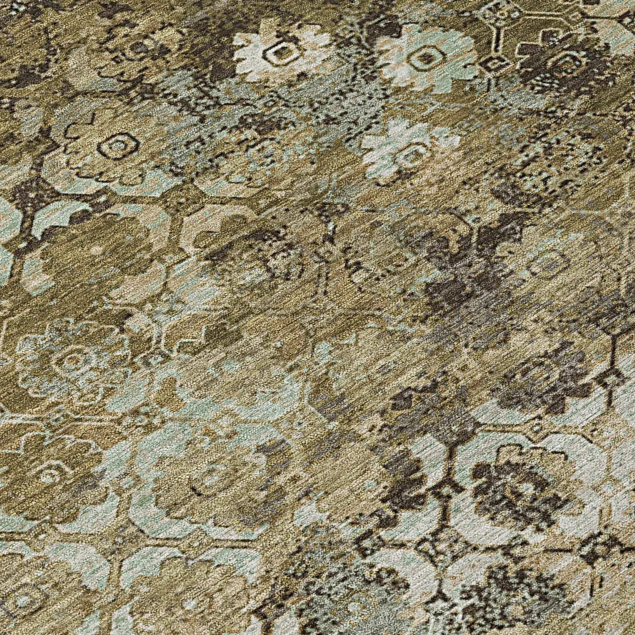 9' X 12' Khaki And Olive Green Abstract Washable Indoor Outdoor Area Rug Homeroots Outdoor