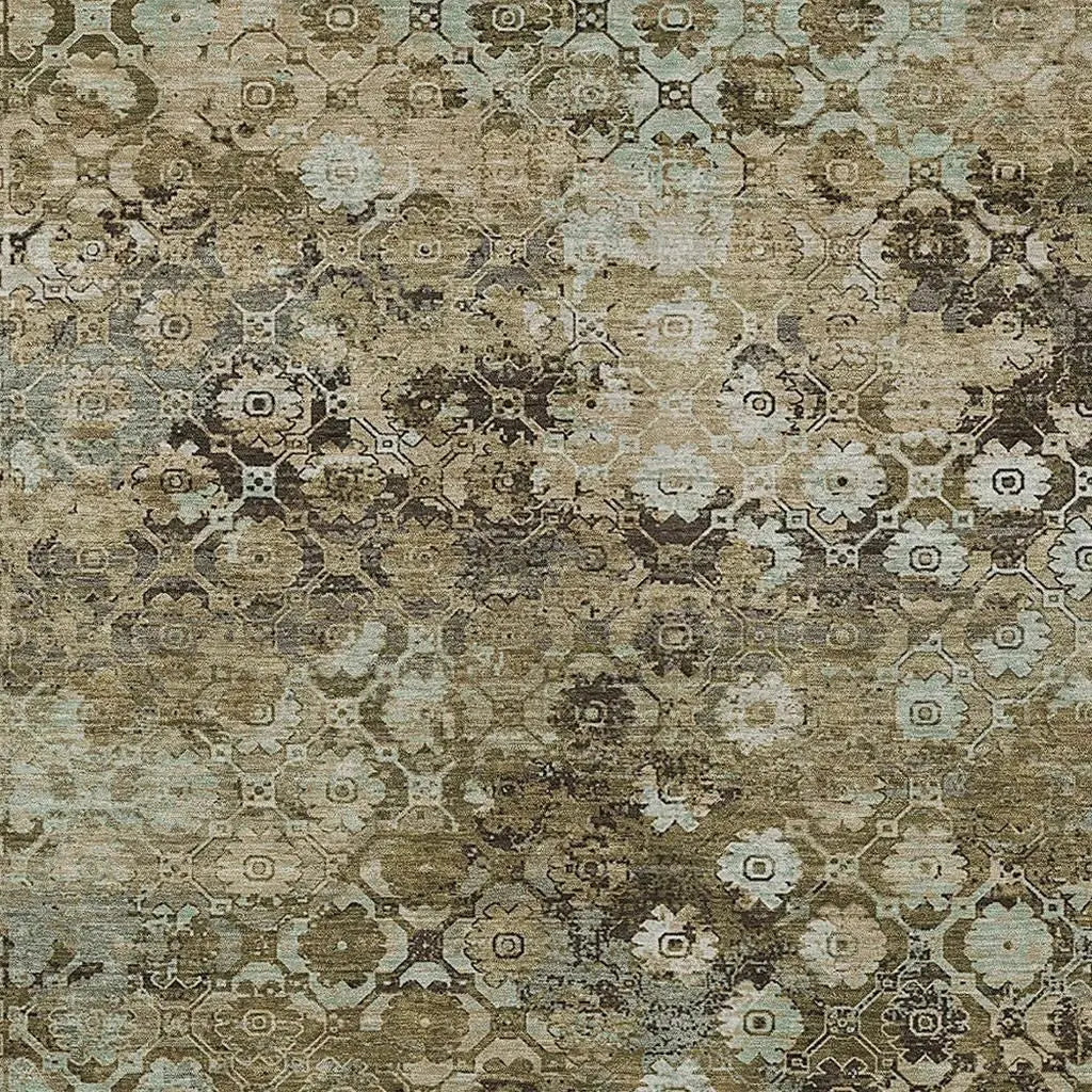 9' X 12' Khaki And Olive Green Abstract Washable Indoor Outdoor Area Rug Homeroots Outdoor