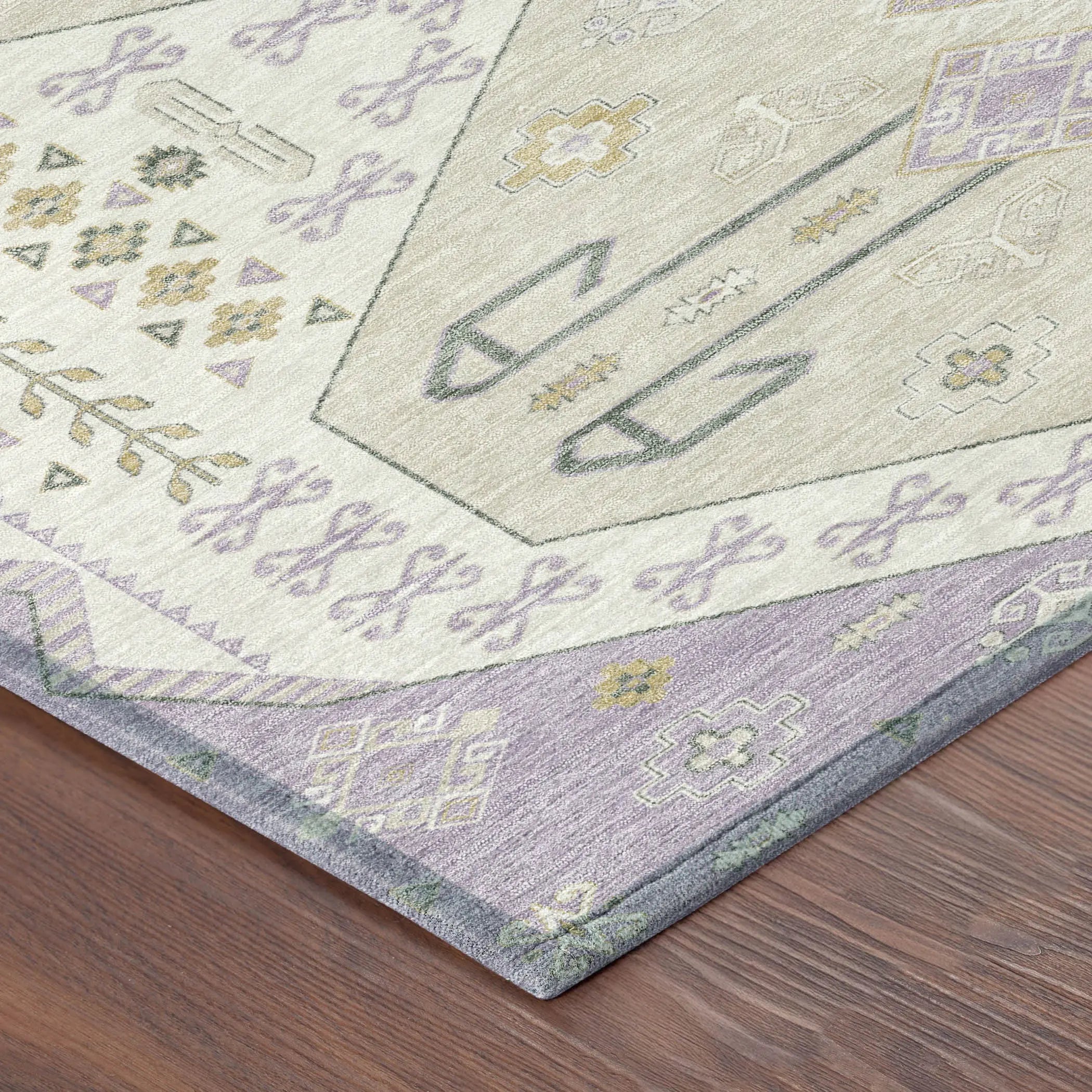 9' X 12' Lavender And Gold Geometric Washable Indoor Outdoor Area Rug Homeroots Outdoor