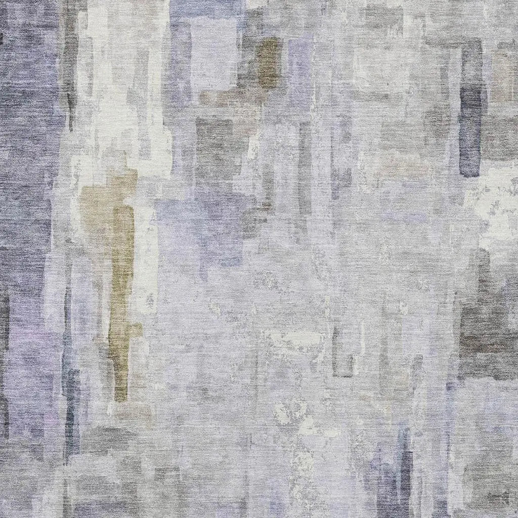 9' X 12' Lavender And Gray Abstract Washable Indoor Outdoor Area Rug Homeroots Outdoor
