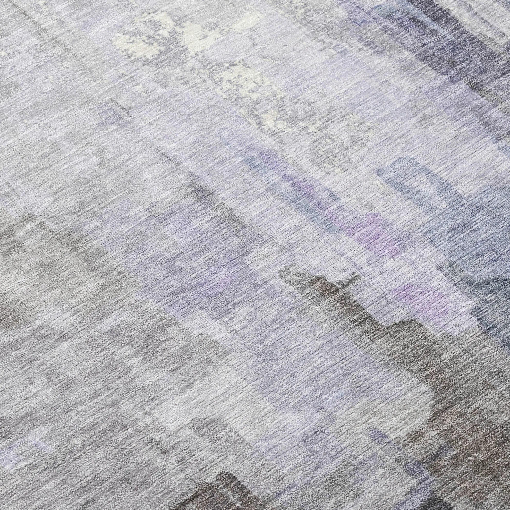 9' X 12' Lavender And Gray Abstract Washable Indoor Outdoor Area Rug Homeroots Outdoor