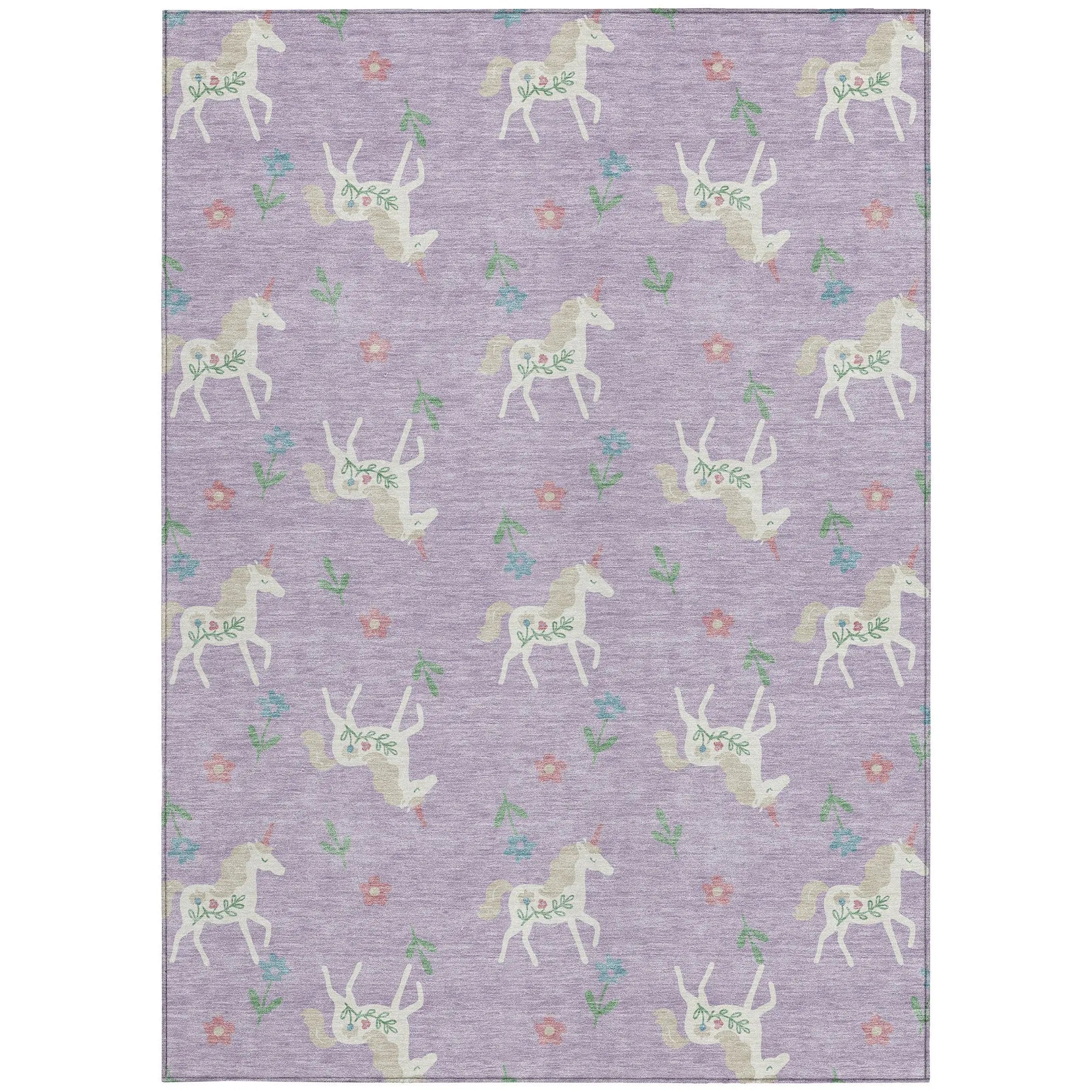 9' X 12' Lavender And Ivory Floral Washable Indoor Outdoor Area Rug Homeroots Outdoor