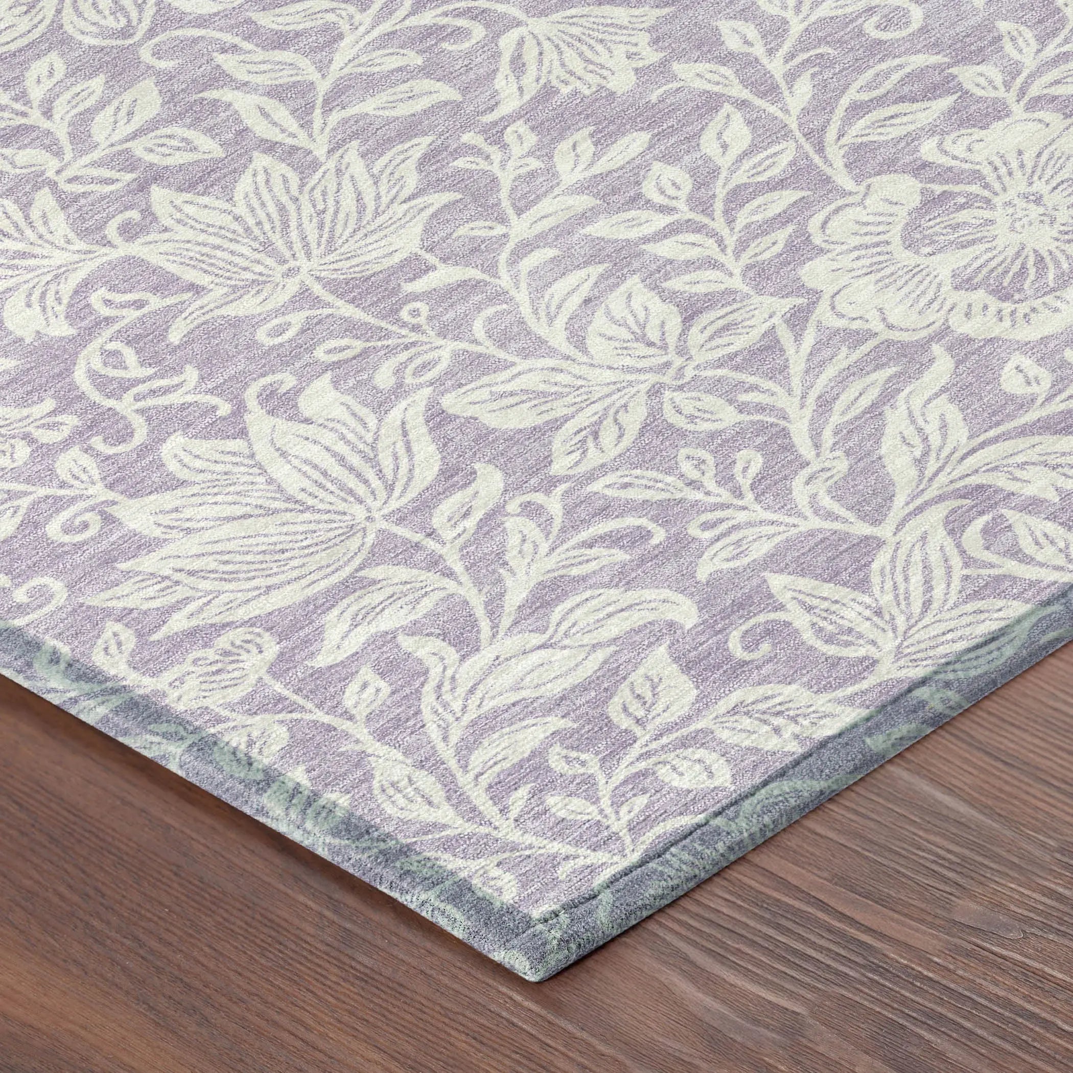 9' X 12' Lavender And Ivory Floral Washable Indoor Outdoor Area Rug Homeroots Outdoor