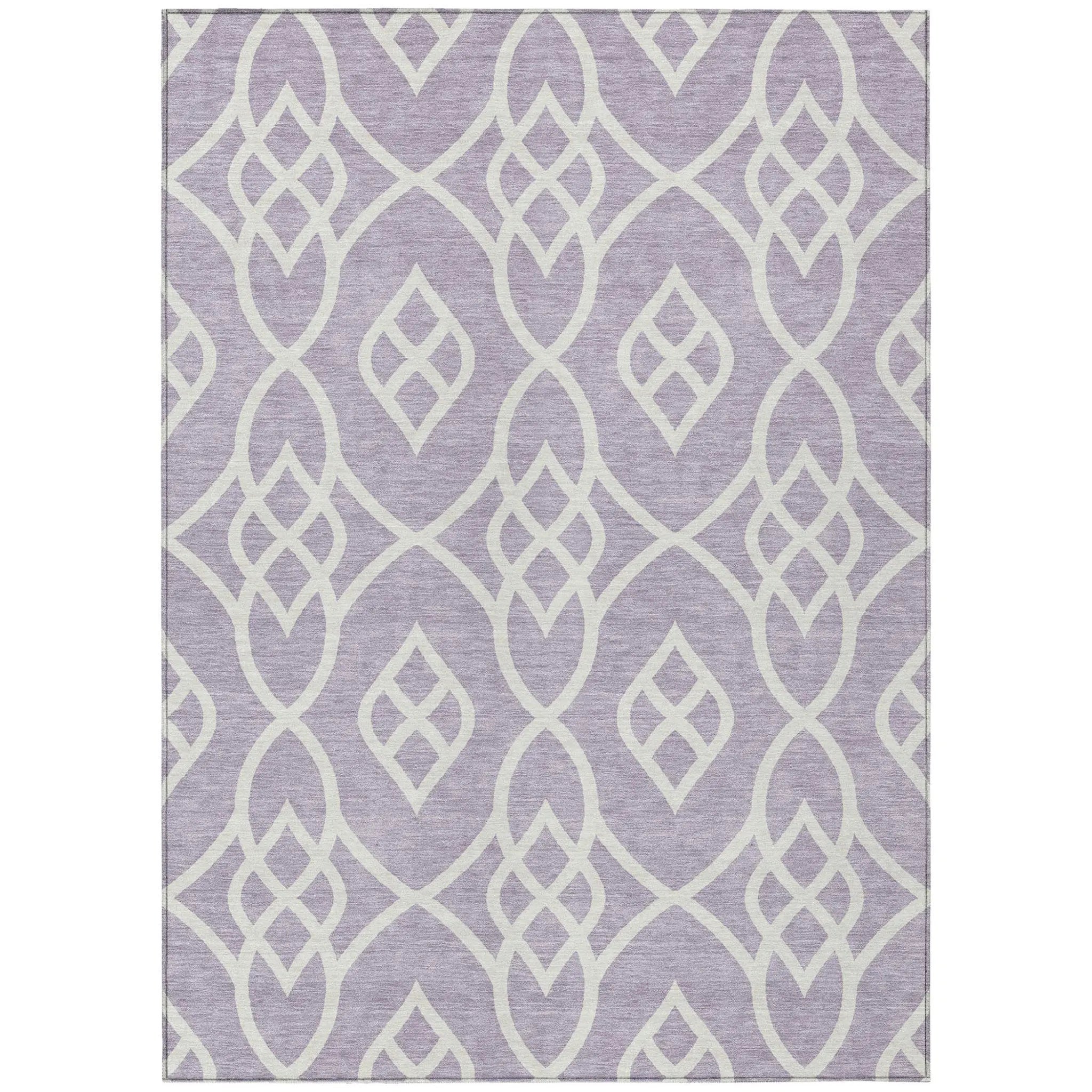 9' X 12' Lavender And Ivory Trellis Washable Indoor Outdoor Area Rug Homeroots Outdoor