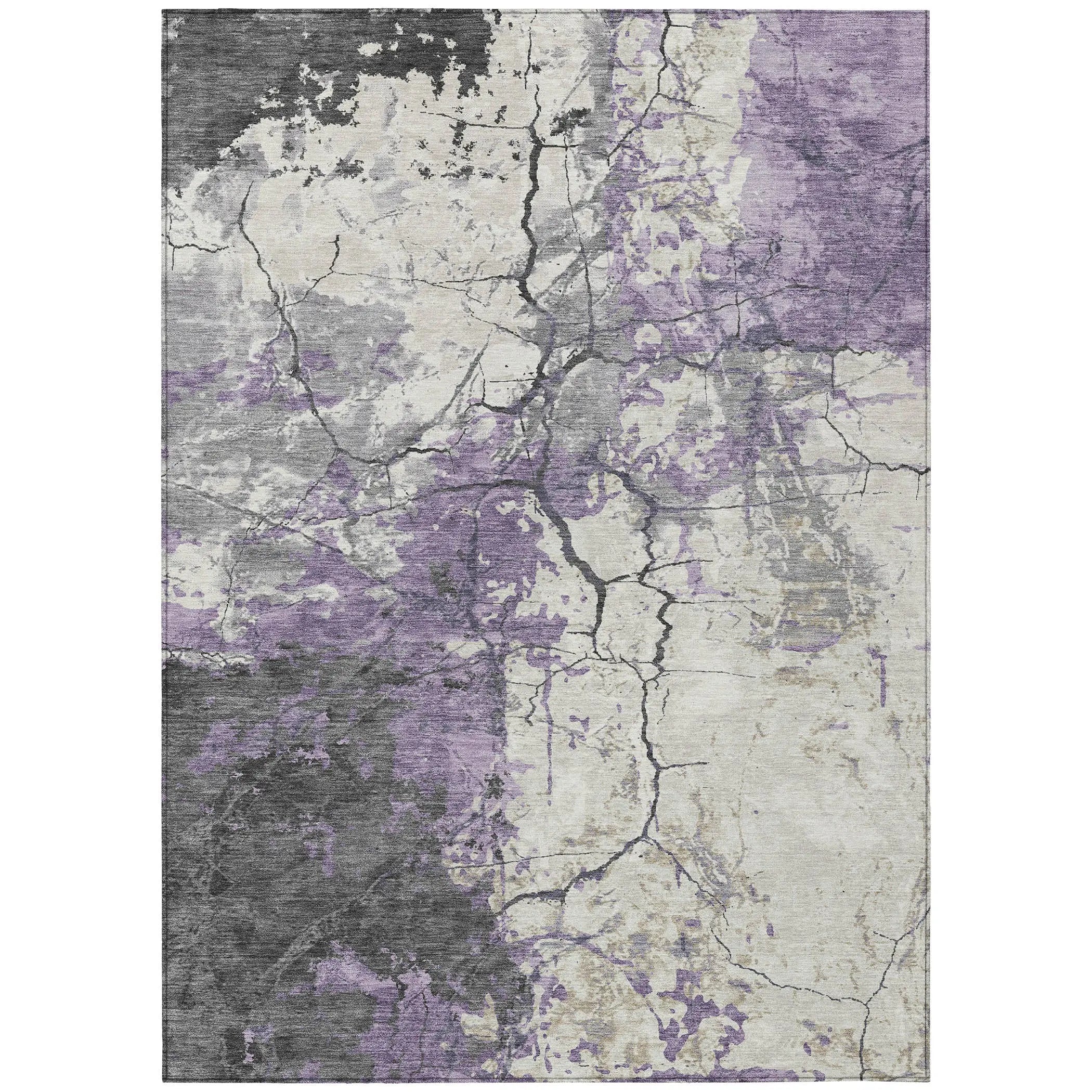 9' X 12' Lavender And Plum Abstract Washable Indoor Outdoor Area Rug Homeroots Outdoor
