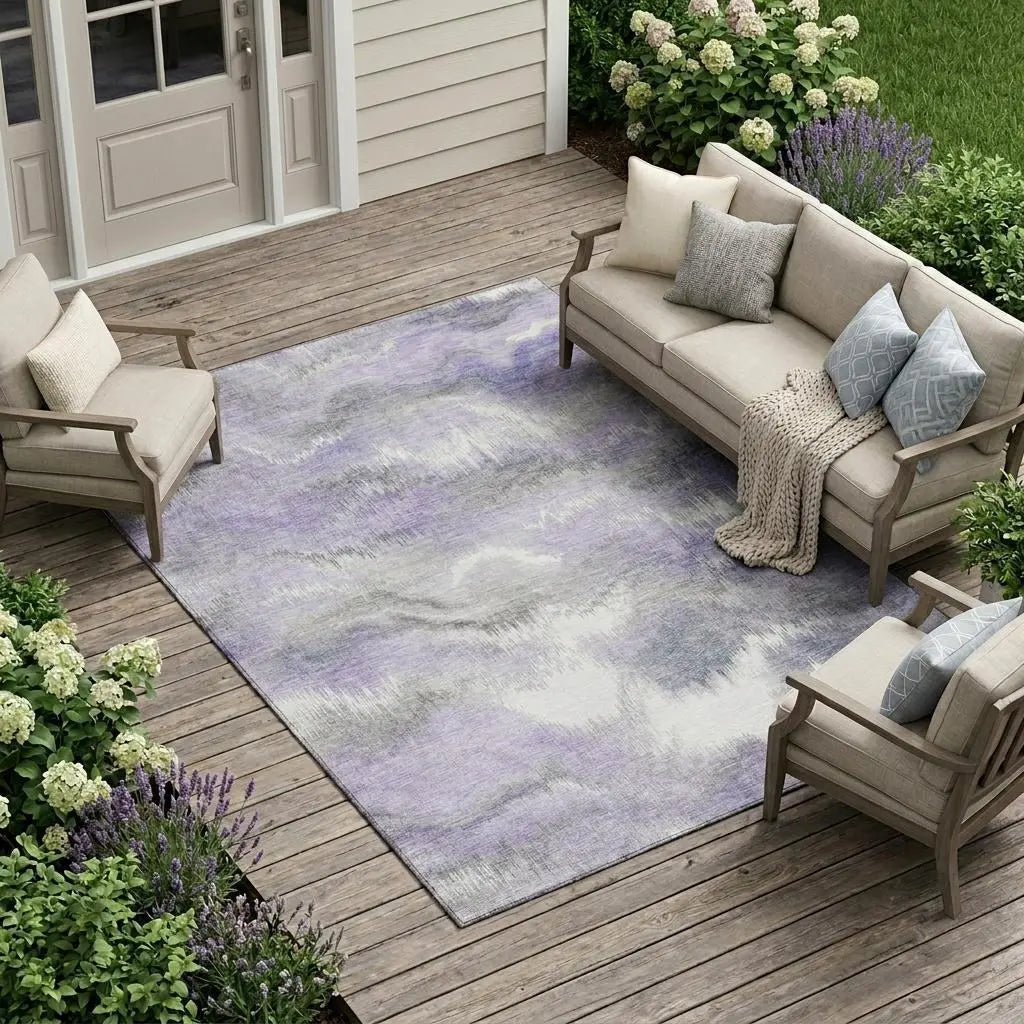 9' X 12' Lavender And Purple Abstract Washable Indoor Outdoor Area Rug Homeroots Outdoor