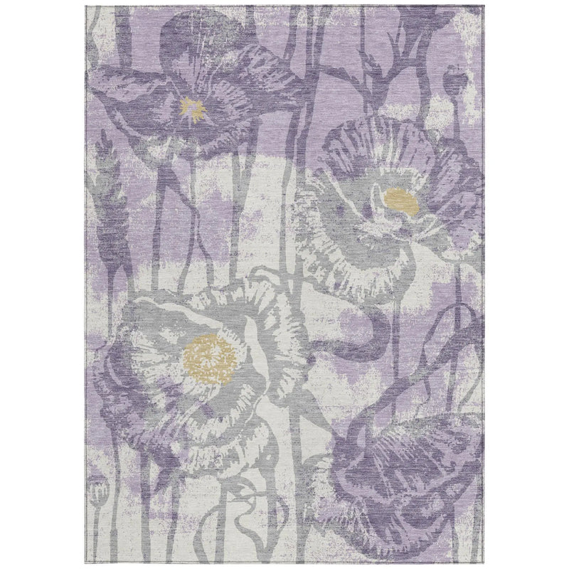 9' X 12' Lavender And Purple Floral Washable Indoor Outdoor Area Rug Homeroots Outdoor