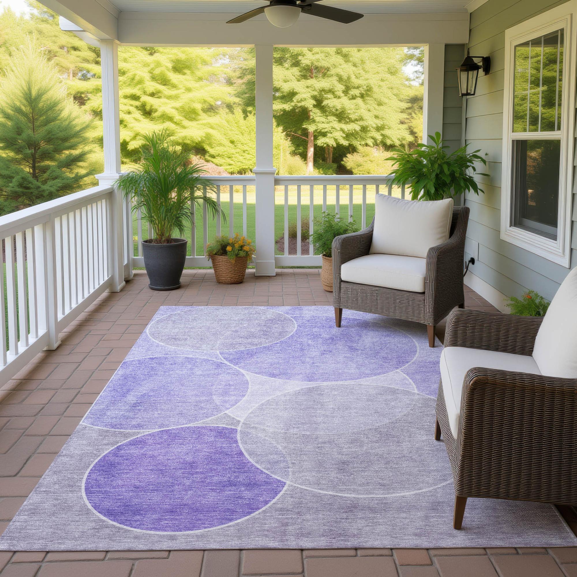 9' X 12' Lavender And Purple Geometric Washable Indoor Outdoor Area Rug Homeroots Outdoor