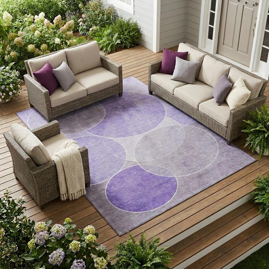 9' X 12' Lavender And Purple Geometric Washable Indoor Outdoor Area Rug Homeroots Outdoor