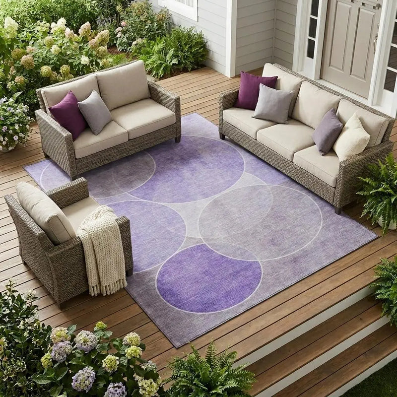 9' X 12' Lavender And Purple Geometric Washable Indoor Outdoor Area Rug Homeroots Outdoor