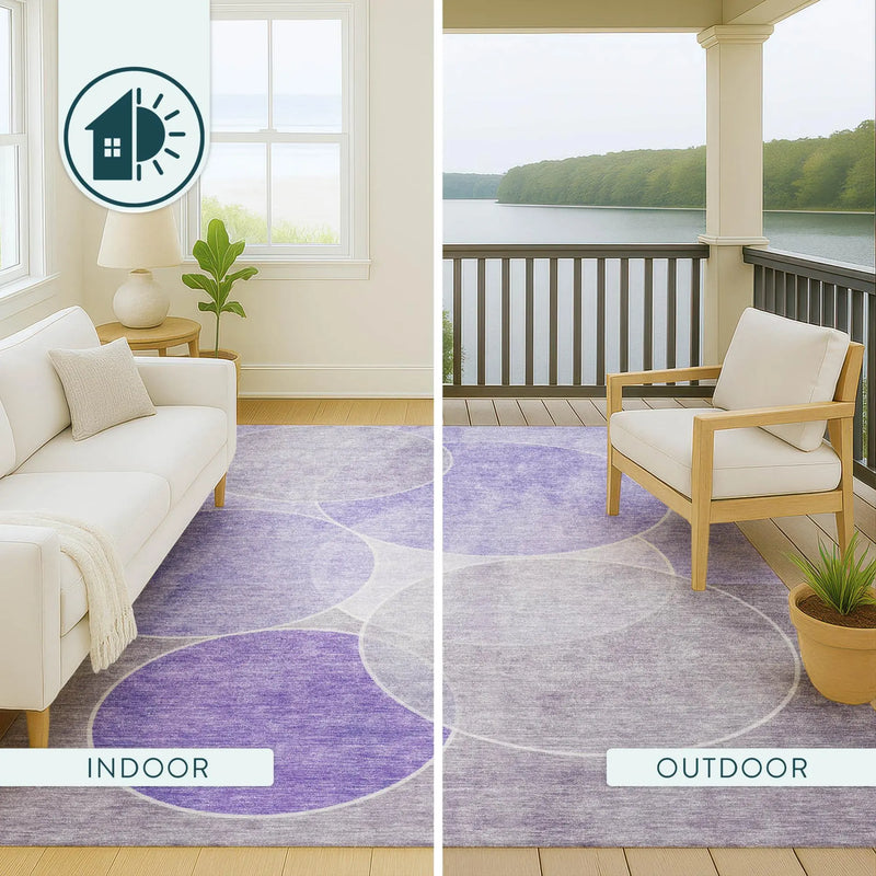 9' X 12' Lavender And Purple Geometric Washable Indoor Outdoor Area Rug Homeroots Outdoor