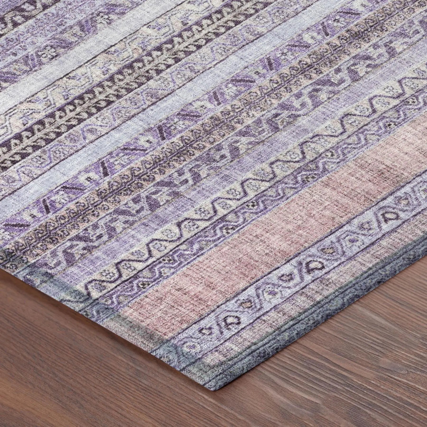 9' X 12' Lavender And Purple Striped Washable Indoor Outdoor Area Rug Homeroots Outdoor