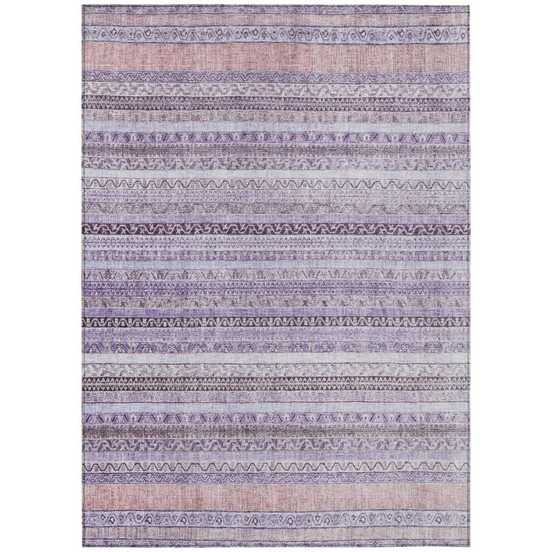 9' X 12' Lavender And Purple Striped Washable Indoor Outdoor Area Rug Homeroots Outdoor