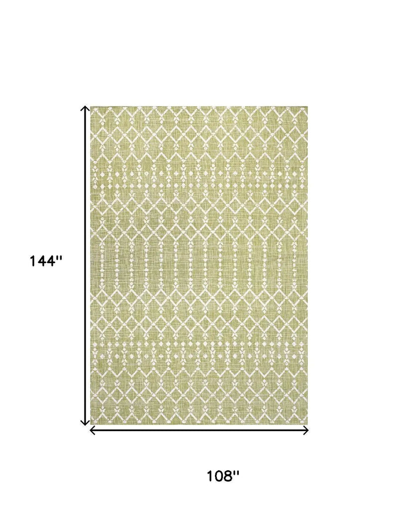 9' X 12' Light Green And Cream Trellis Indoor Outdoor Area Rug Homeroots Outdoor