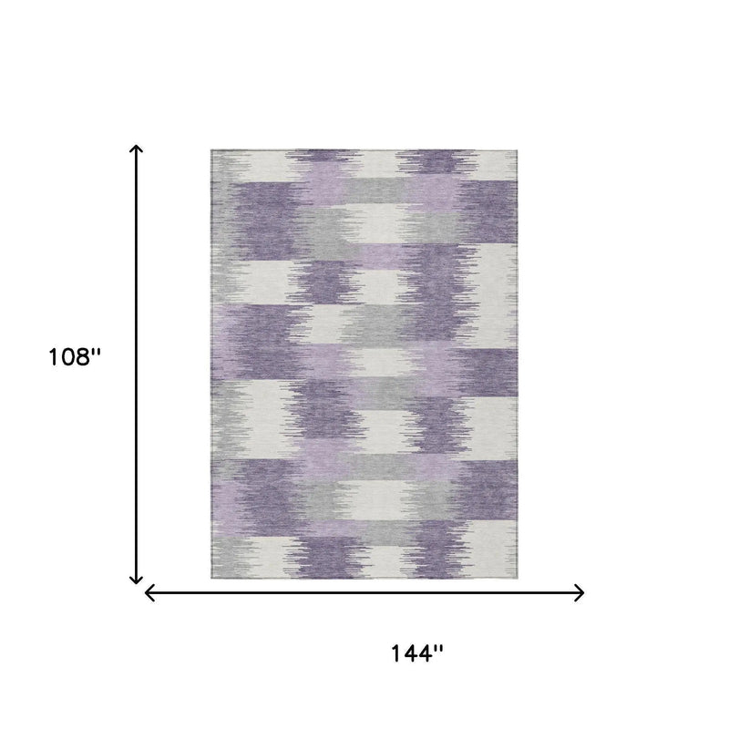 9' X 12' Lilac And Purple Geometric Washable Indoor Outdoor Area Rug Homeroots Outdoor