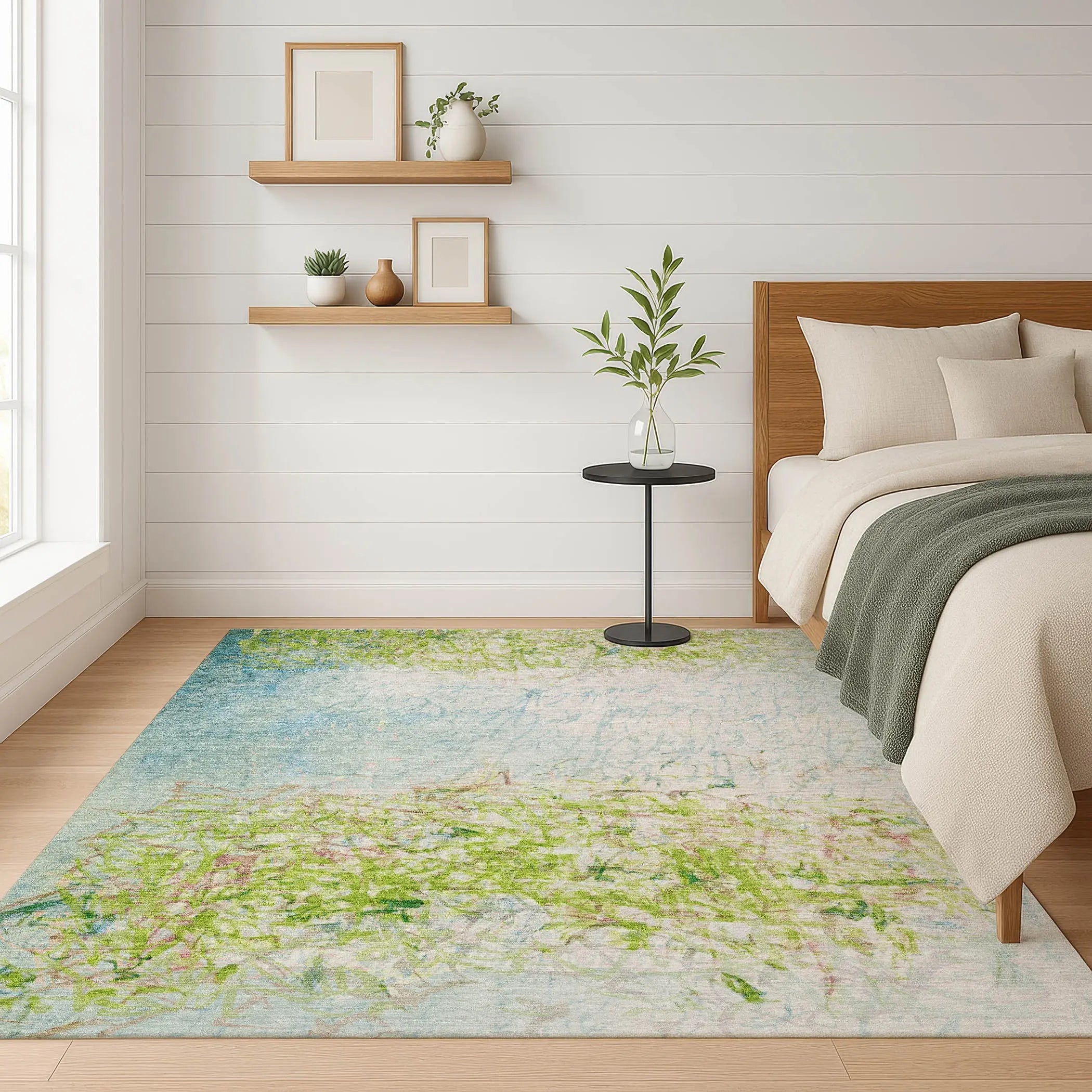 9' X 12' Lime Green And Ivory Abstract Washable Indoor Outdoor Area Rug Homeroots Outdoor