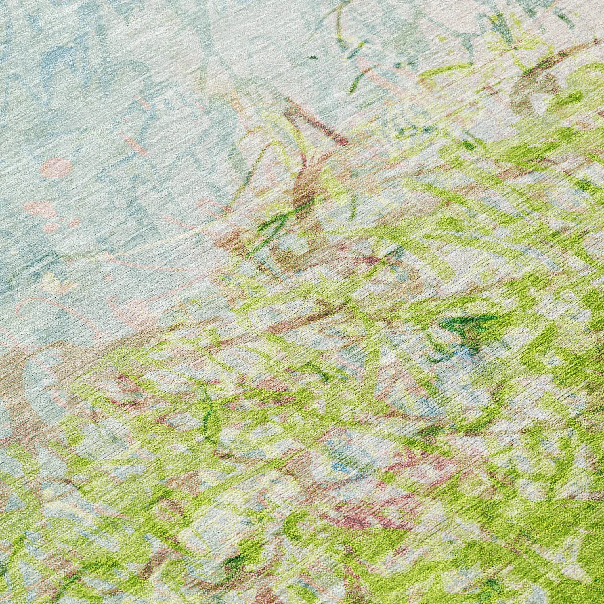 9' X 12' Lime Green And Ivory Abstract Washable Indoor Outdoor Area Rug Homeroots Outdoor
