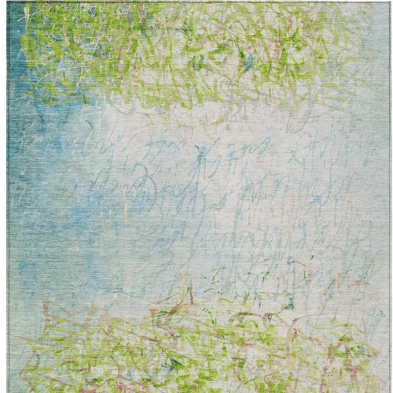 9' X 12' Lime Green And Ivory Abstract Washable Indoor Outdoor Area Rug Homeroots Outdoor