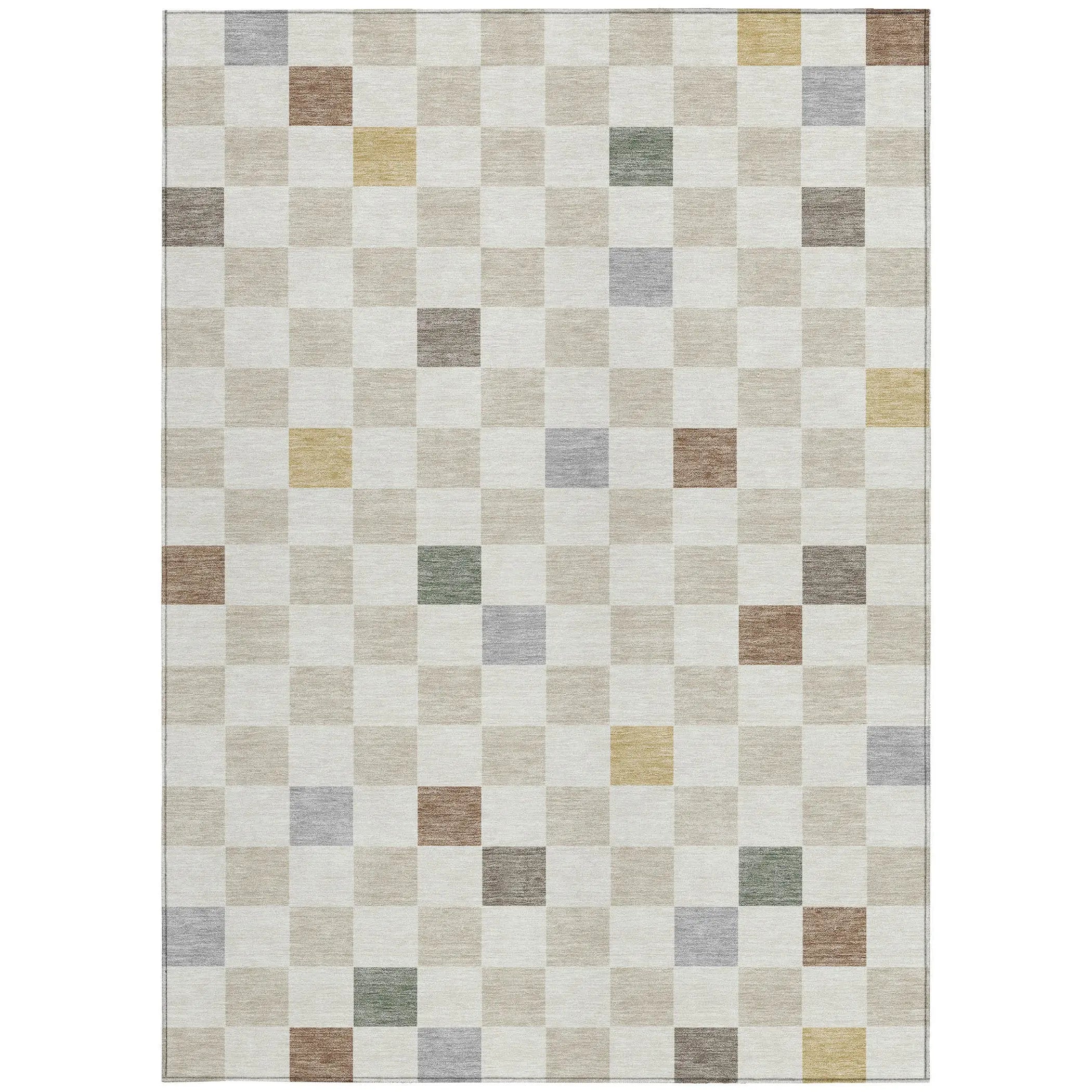 9' X 12' Linen And Black Geometric Washable Indoor Outdoor Area Rug Homeroots Outdoor