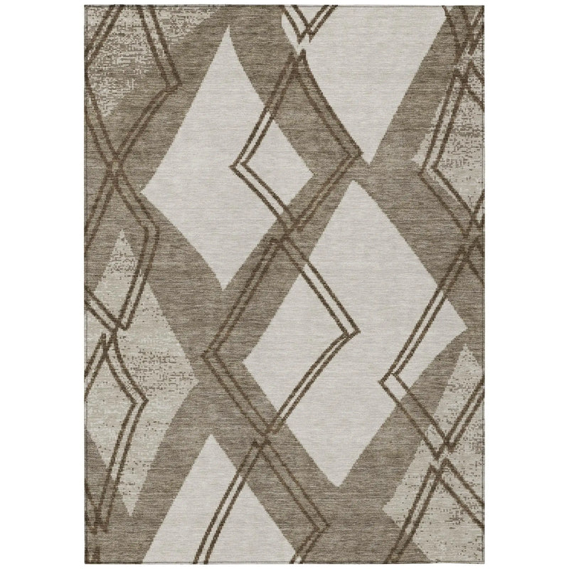 9' X 12' Linen And Ivory Geometric Washable Indoor Outdoor Area Rug Homeroots Outdoor