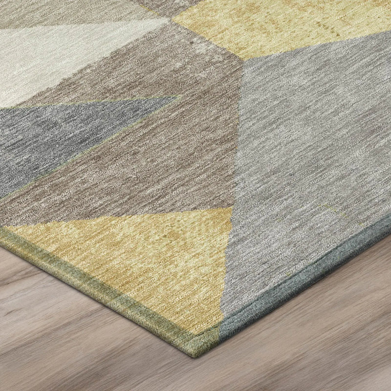 9' X 12' Linen And Ivory Geometric Washable Indoor Outdoor Area Rug Homeroots Outdoor
