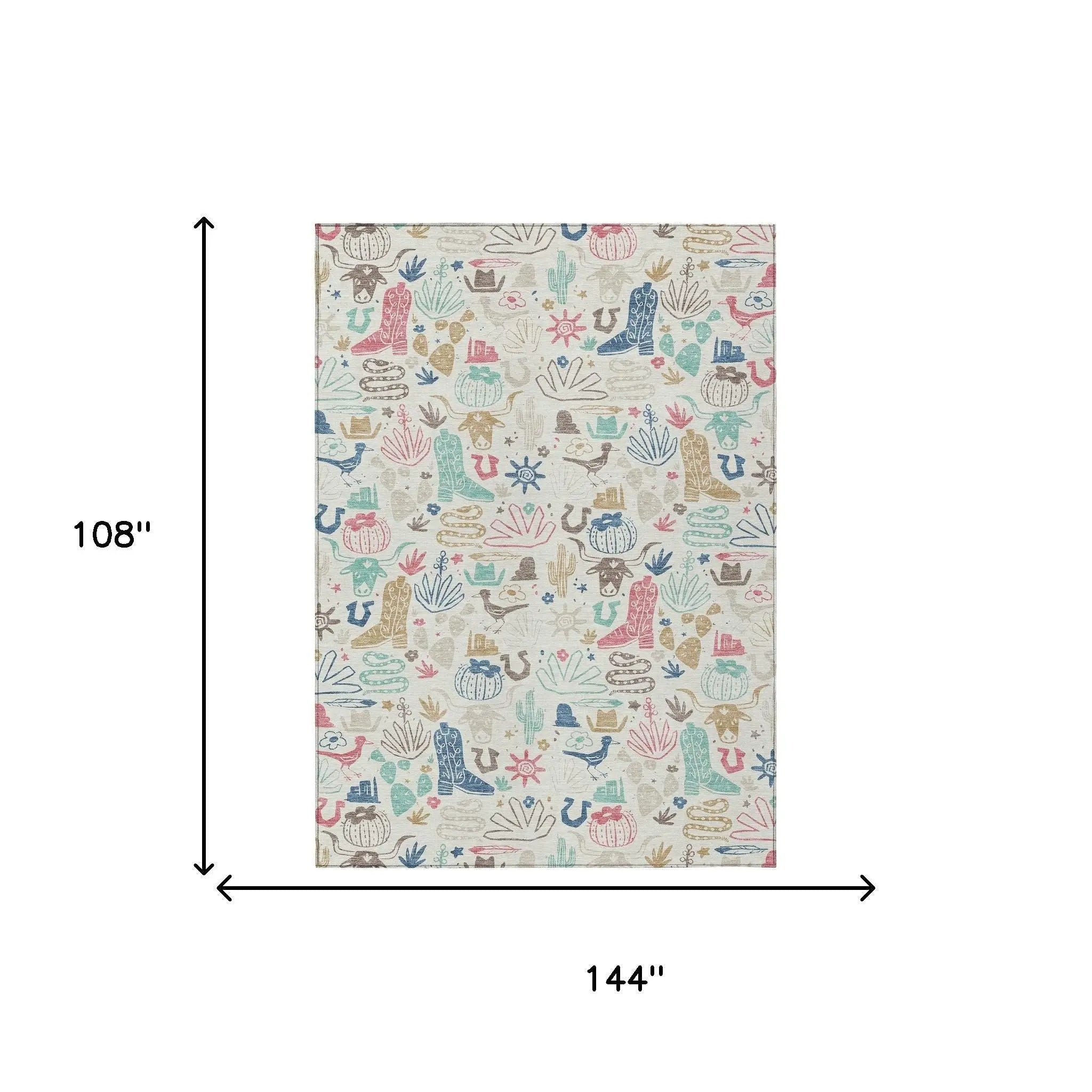 9' X 12' Linen And Pink Cactus Washable Indoor Outdoor Area Rug Homeroots Outdoor