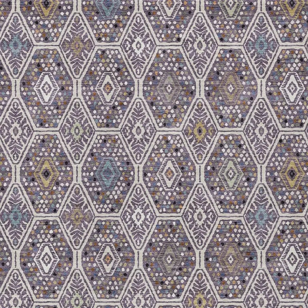 9' X 12' Linen And Plum Geometric Washable Indoor Outdoor Area Rug Homeroots Outdoor