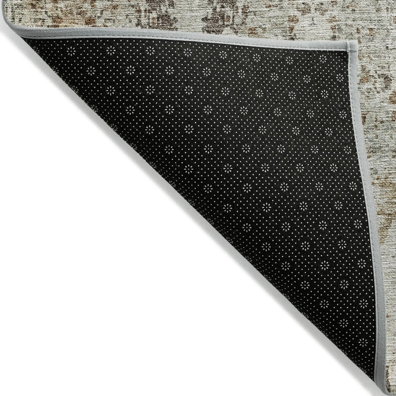 9' X 12' Linen Black And Brown Floral Washable Indoor Outdoor Area Rug Homeroots Outdoor