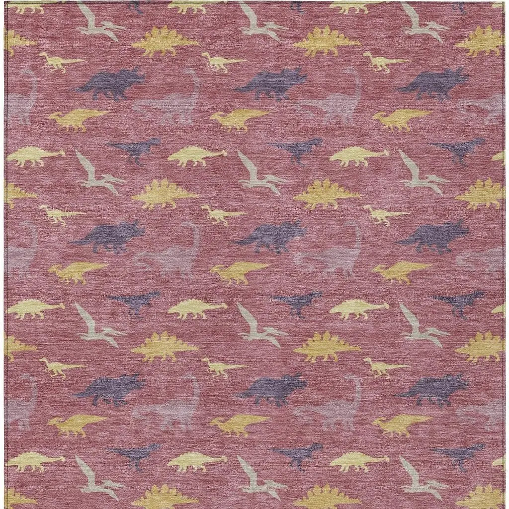 9' X 12' Mauve And Pink Geometric Washable Indoor Outdoor Area Rug Homeroots Outdoor