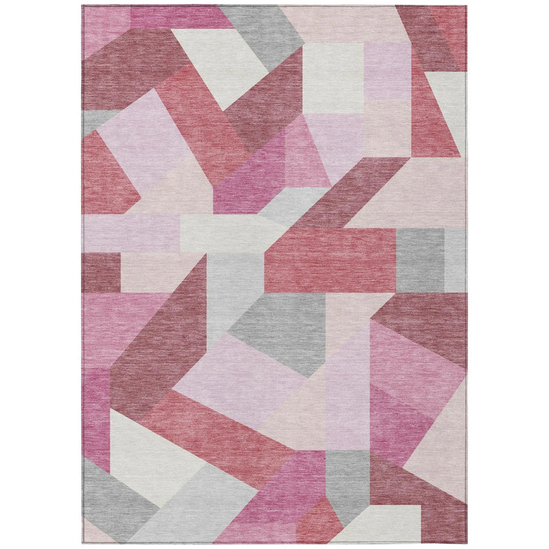 9' X 12' Mauve And Pink Geometric Washable Indoor Outdoor Area Rug Homeroots Outdoor