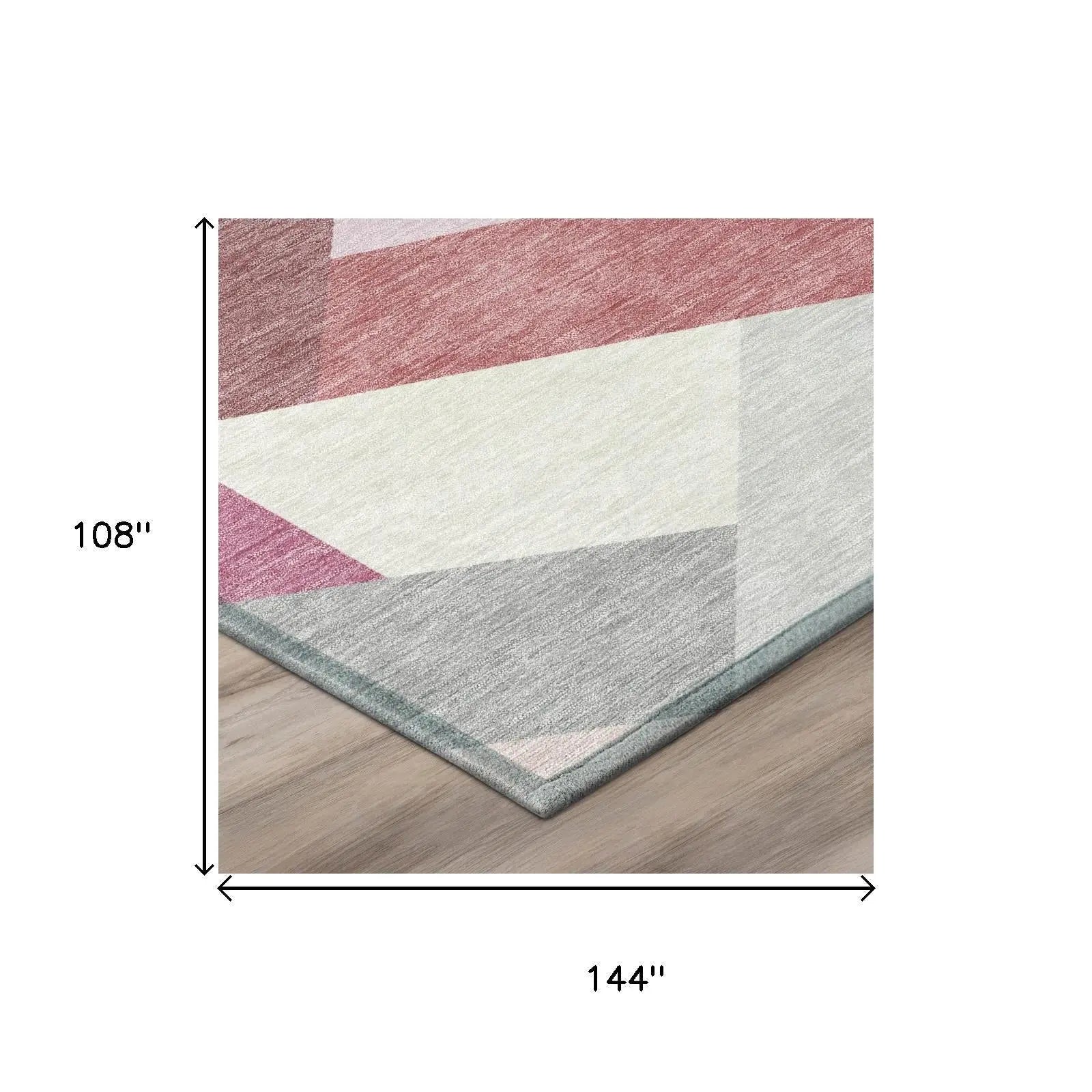 9' X 12' Mauve And Pink Geometric Washable Indoor Outdoor Area Rug Homeroots Outdoor