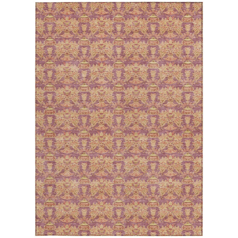 9' X 12' Mauve And Taupe Floral Washable Indoor Outdoor Area Rug Homeroots Outdoor