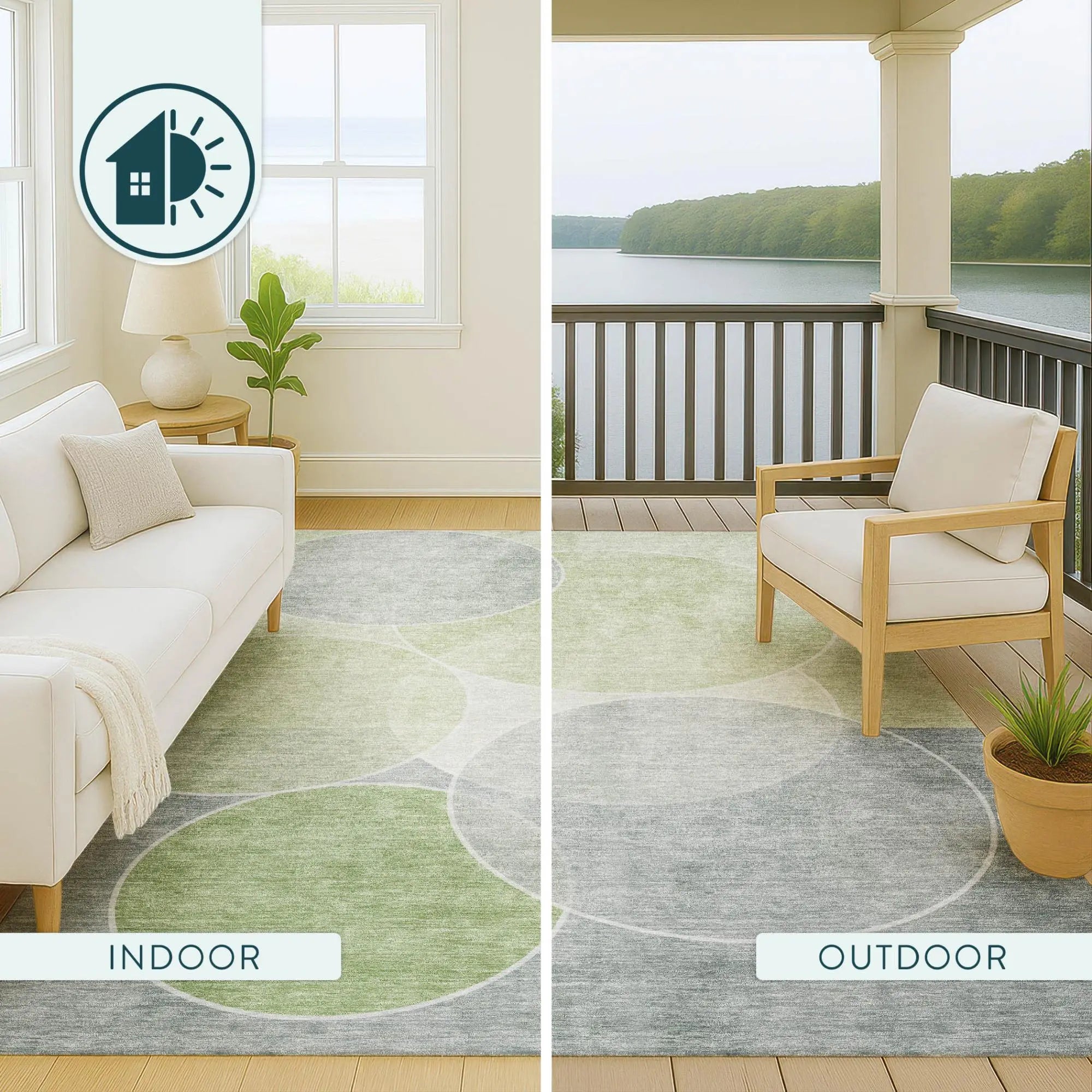 9' X 12' Mint Green And Green Geometric Washable Indoor Outdoor Area Rug Homeroots Outdoor