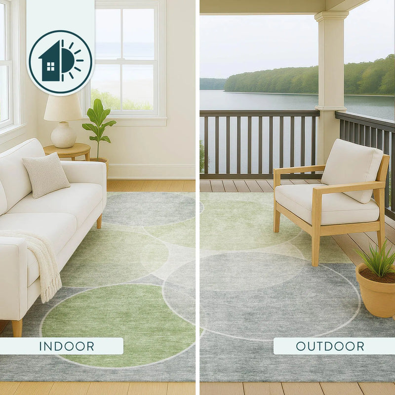 9' X 12' Mint Green And Green Geometric Washable Indoor Outdoor Area Rug Homeroots Outdoor