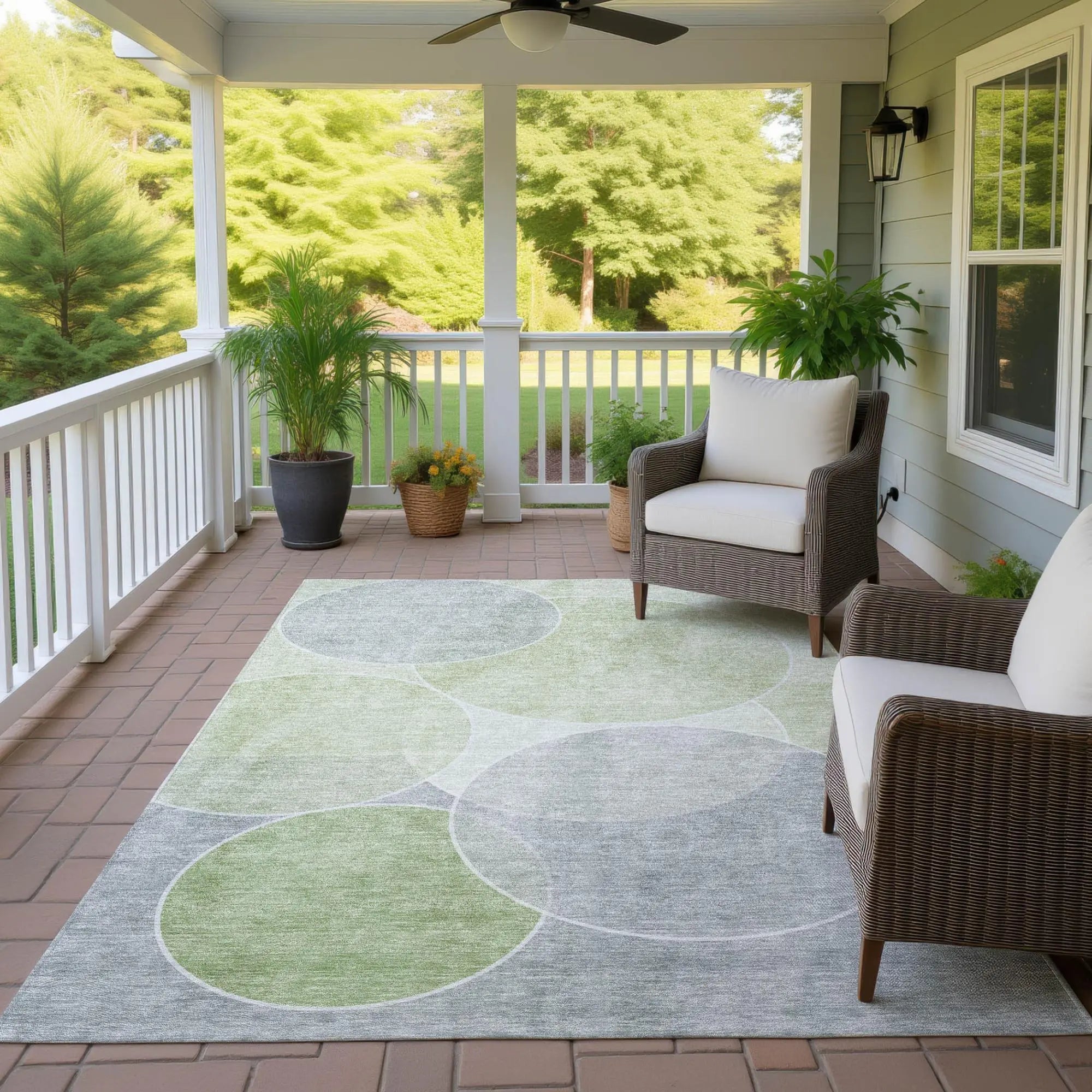 9' X 12' Mint Green And Green Geometric Washable Indoor Outdoor Area Rug Homeroots Outdoor