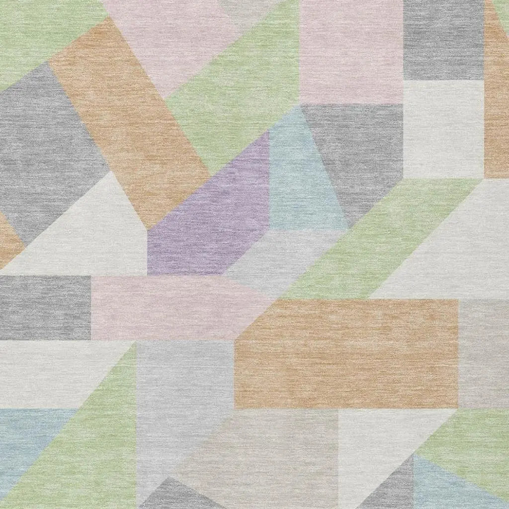 9' X 12' Mint Green And Green Geometric Washable Indoor Outdoor Area Rug Homeroots Outdoor