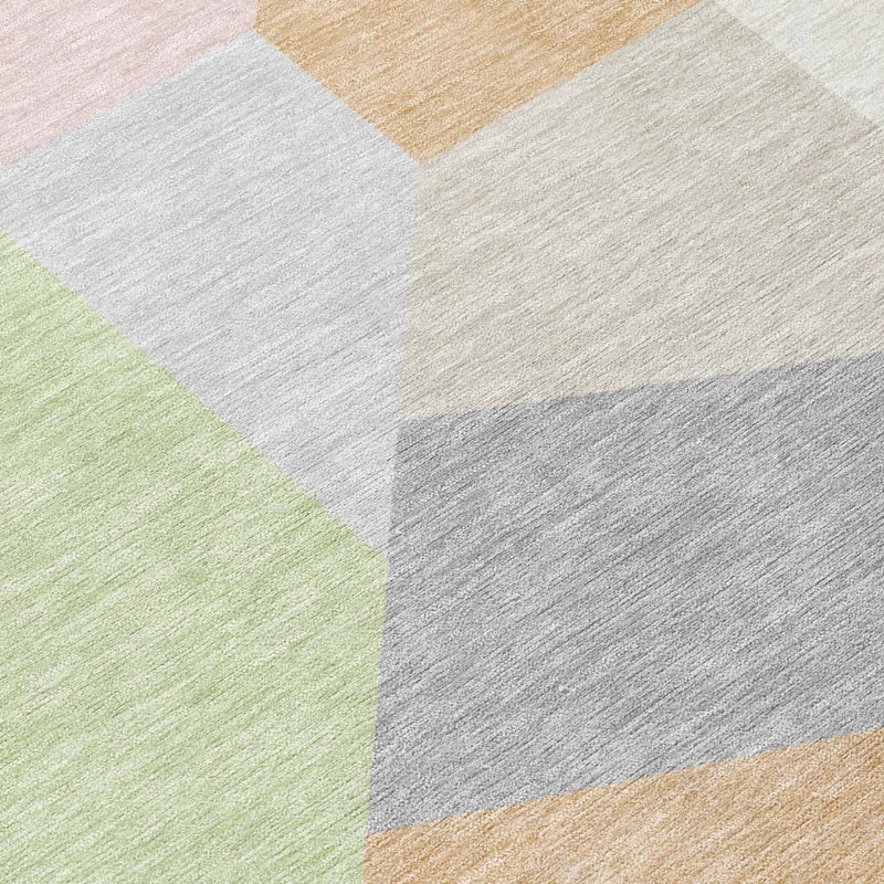 9' X 12' Mint Green And Green Geometric Washable Indoor Outdoor Area Rug Homeroots Outdoor