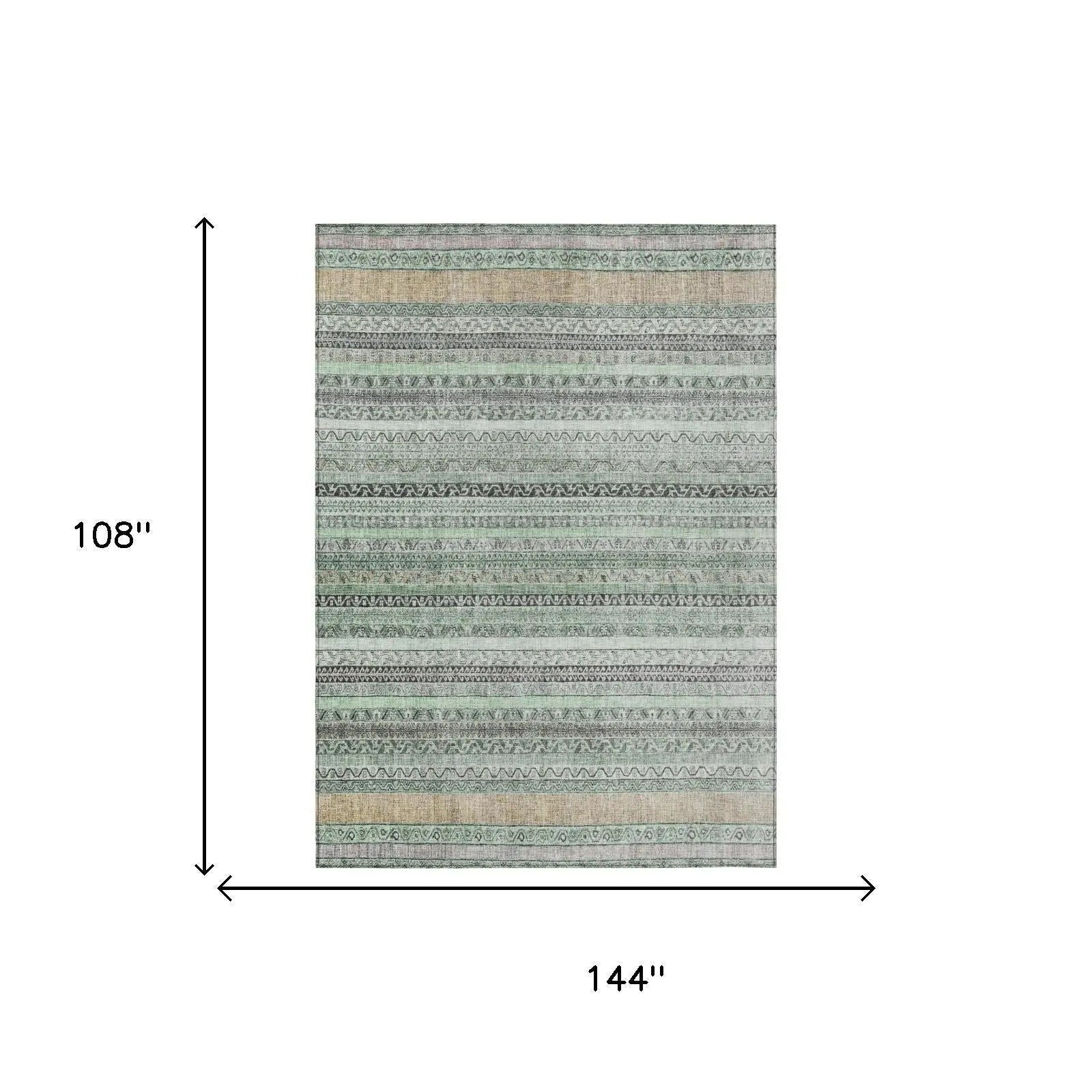 9' X 12' Mint Green And Green Striped Washable Indoor Outdoor Area Rug Homeroots Outdoor