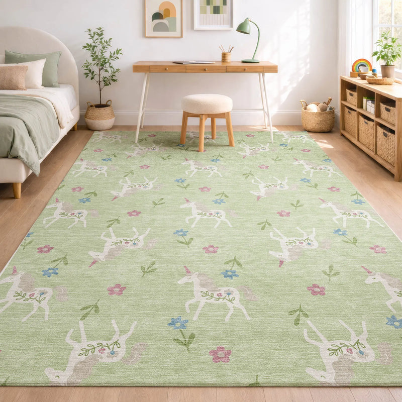 9' X 12' Mint Green And Ivory Floral Washable Indoor Outdoor Area Rug Homeroots Outdoor