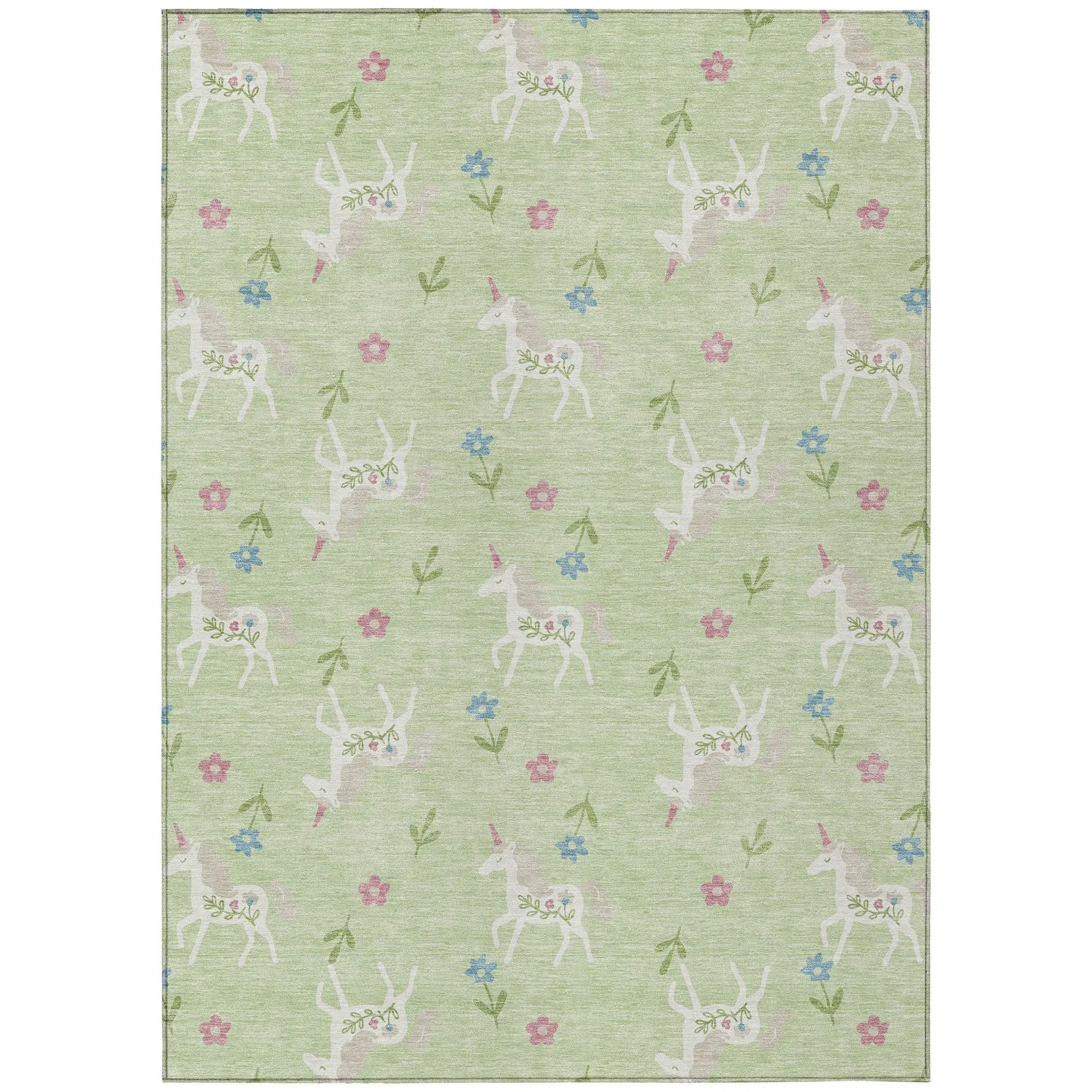 9' X 12' Mint Green And Ivory Floral Washable Indoor Outdoor Area Rug Homeroots Outdoor