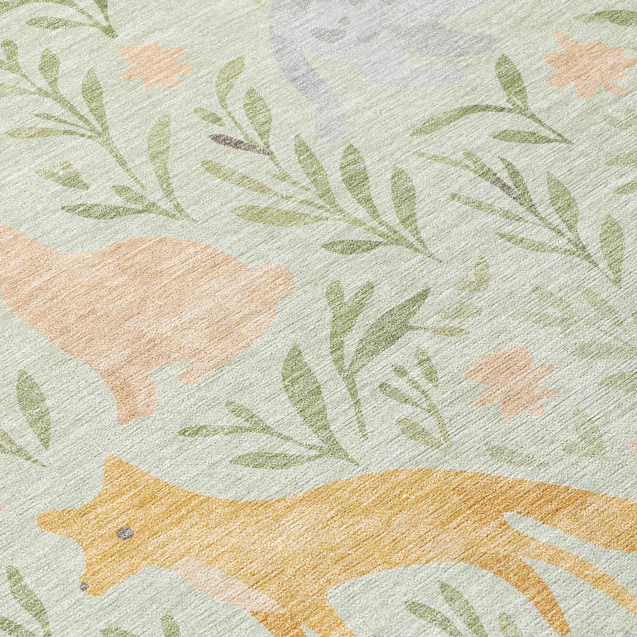 9' X 12' Mint Green And Pink Botanical Leaves Washable Indoor Outdoor Area Rug Homeroots Outdoor