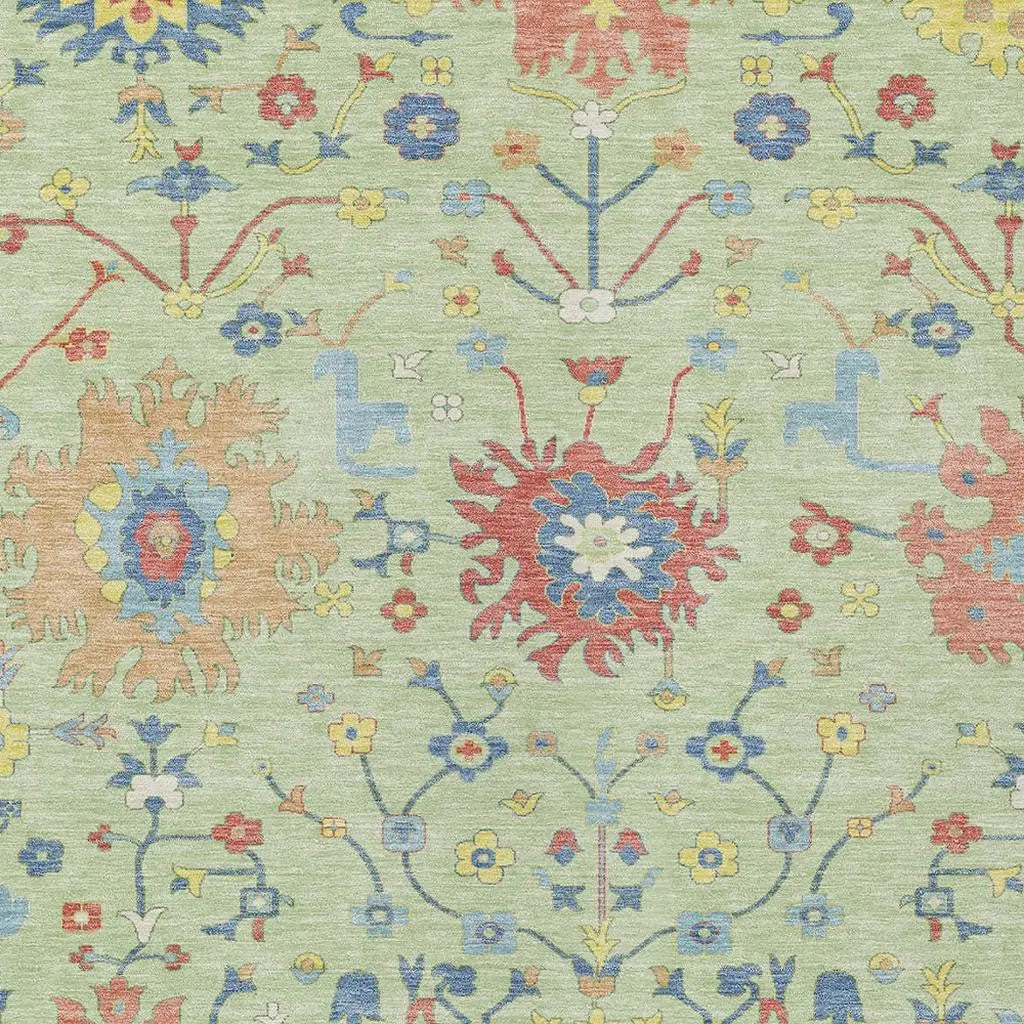 9' X 12' Mint Green And Salmon Faux Bois Washable Indoor Outdoor Area Rug Homeroots Outdoor