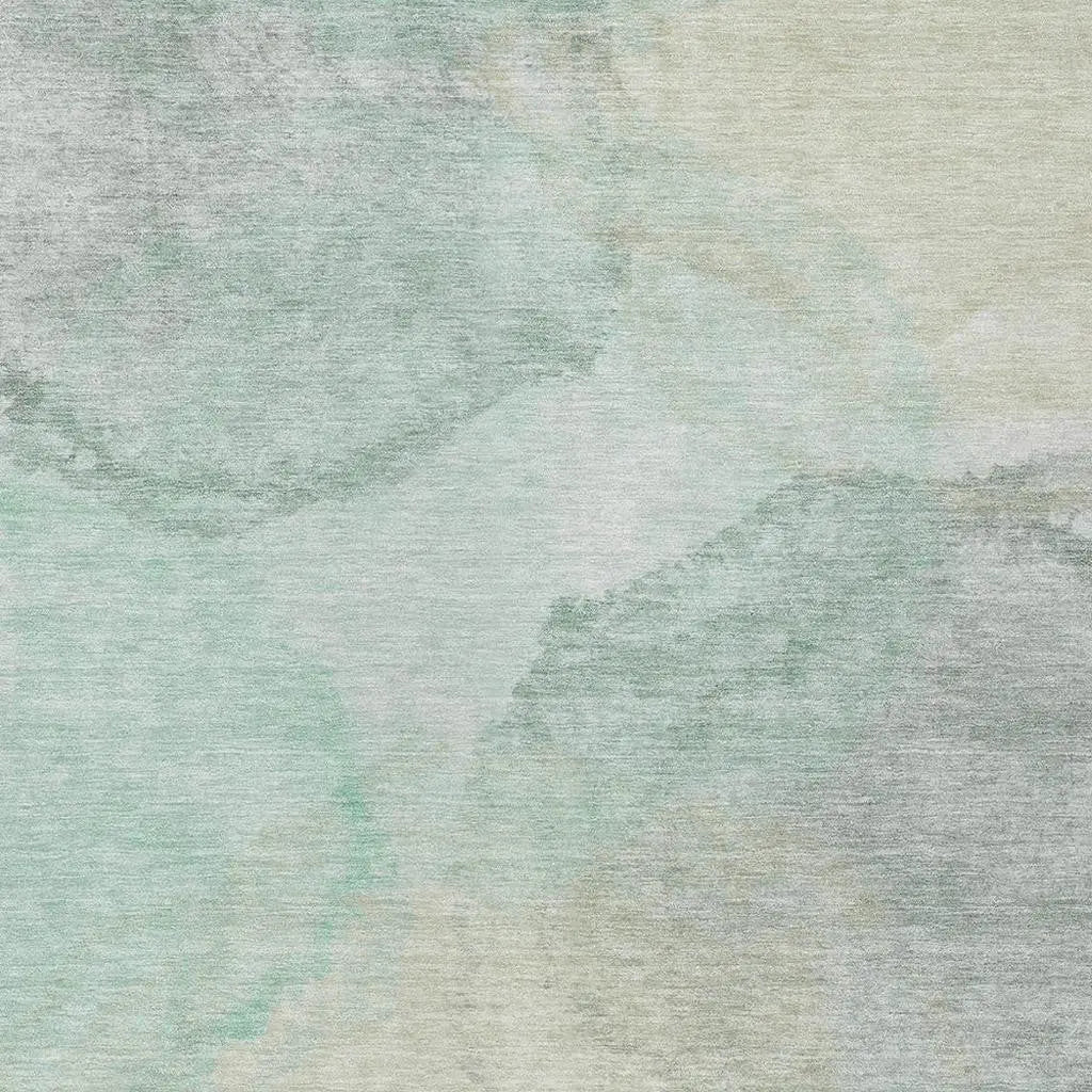 9' X 12' Mint Green And Teal Blue Abstract Washable Indoor Outdoor Area Rug Homeroots Outdoor