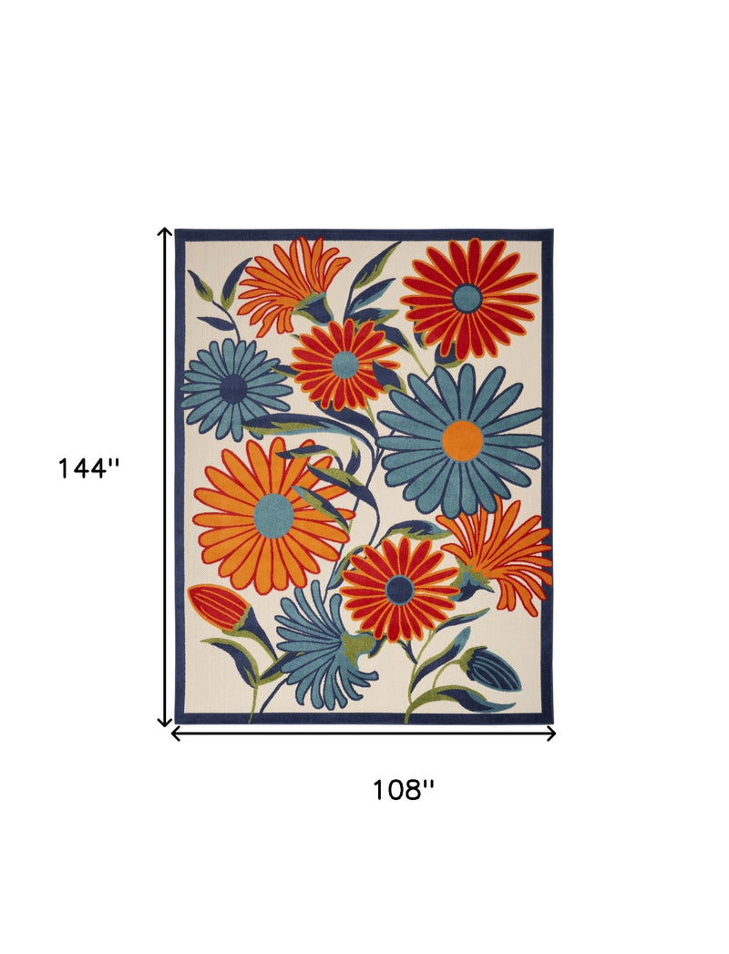 9' X 12' Multicolor Floral Stain Resistant Non Skid Area Rug Homeroots Outdoor