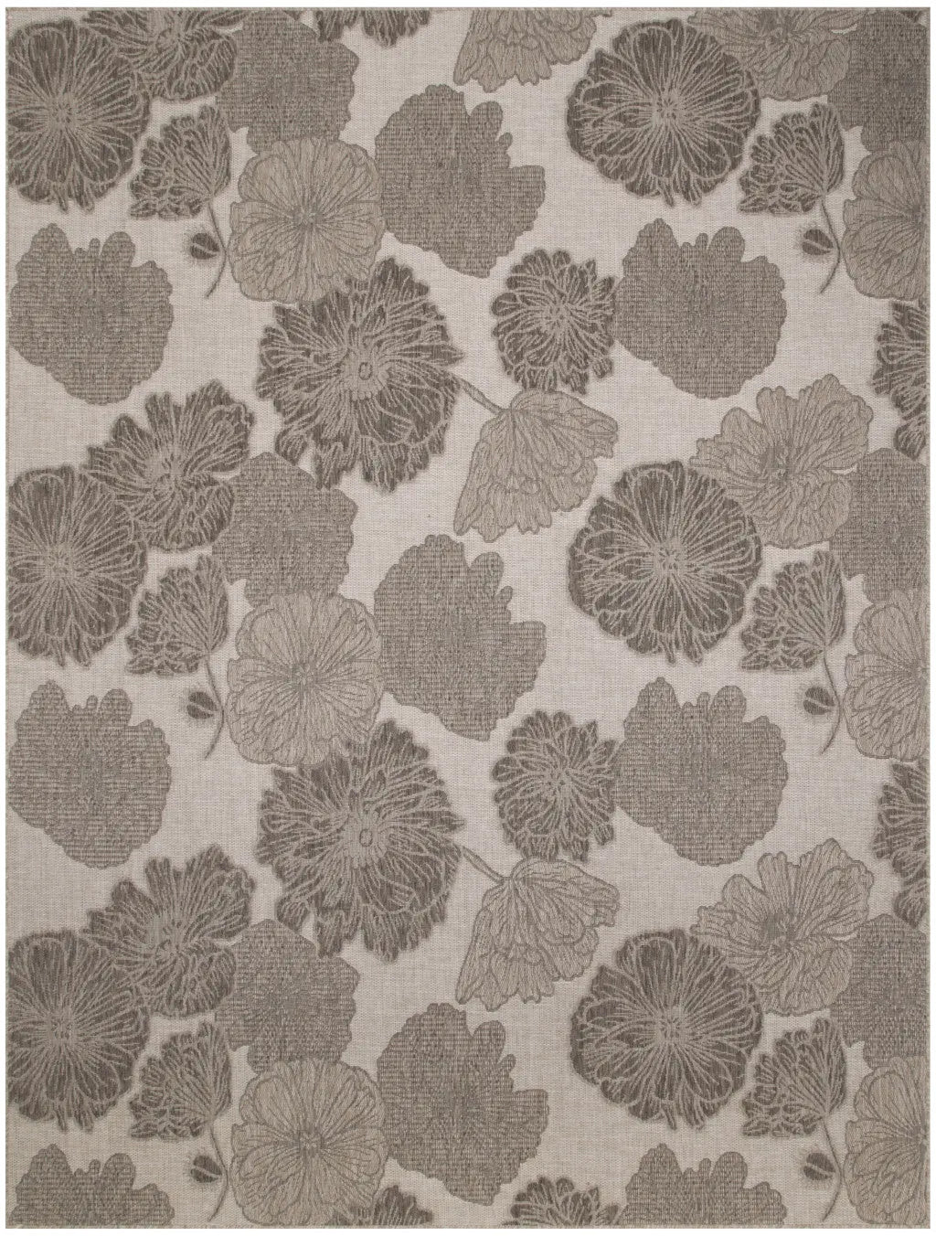 9' X 12' Natural And Ivory Floral Indoor Outdoor Area Rug Homeroots Outdoor