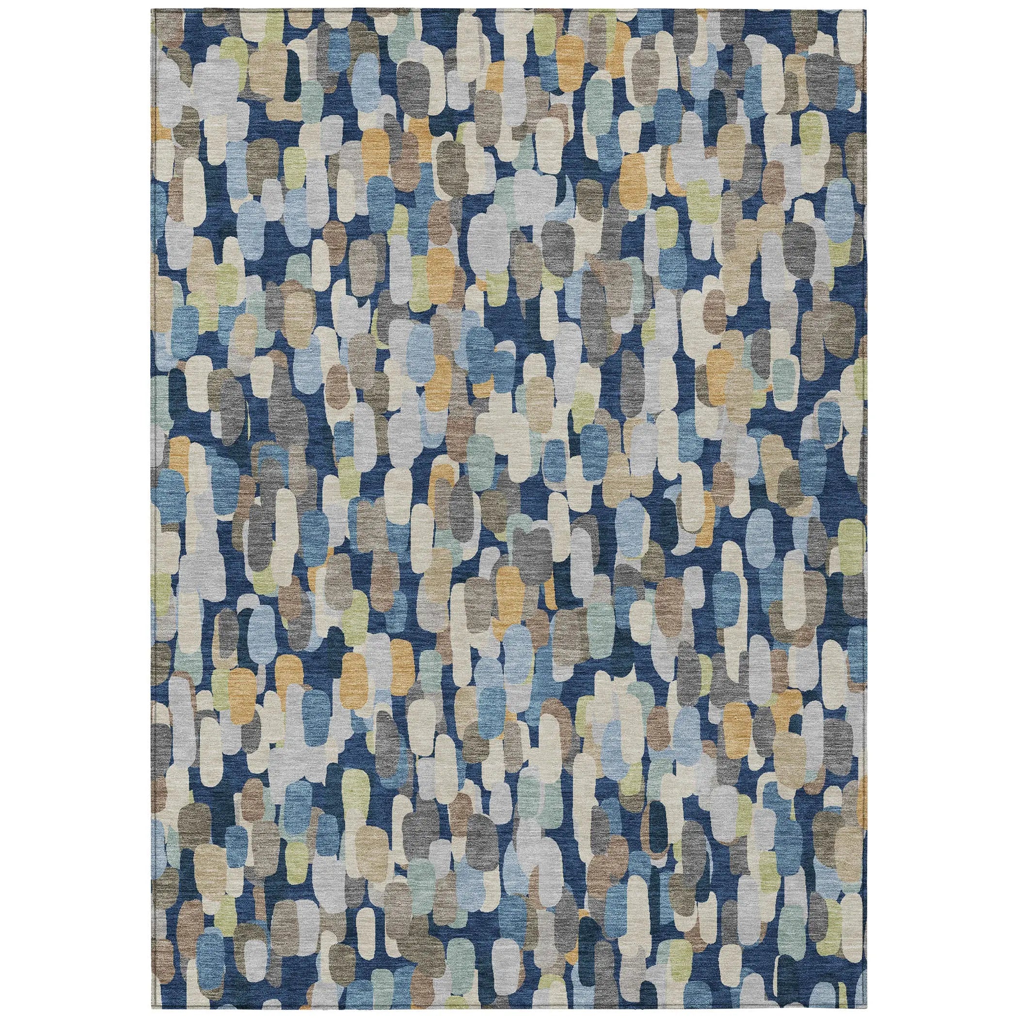9' X 12' Navy Blue And Beige Abstract Washable Indoor Outdoor Area Rug Homeroots Outdoor