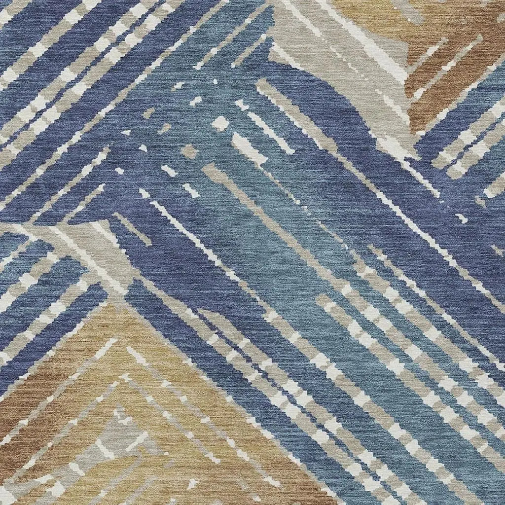 9' X 12' Navy Blue And Black Geometric Washable Indoor Outdoor Area Rug Homeroots Outdoor