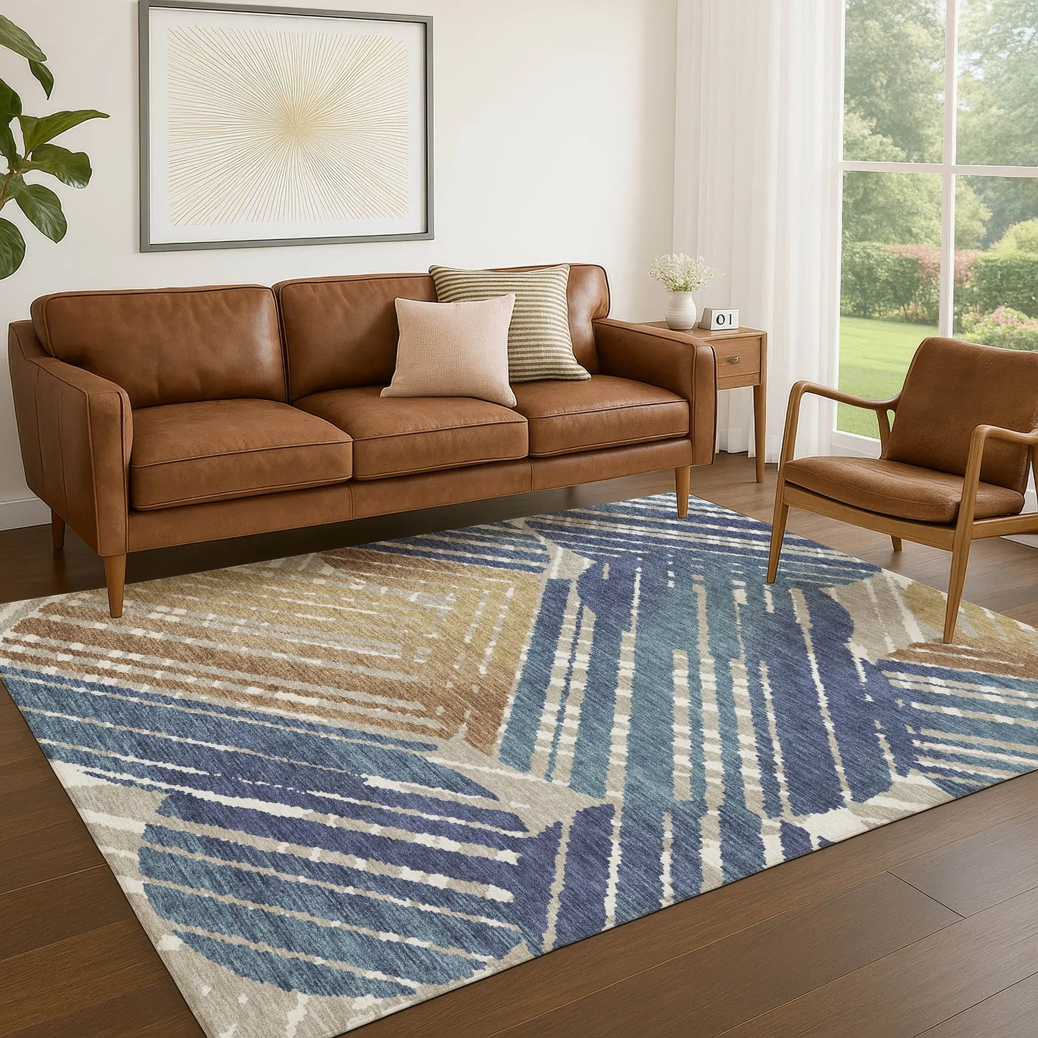 9' X 12' Navy Blue And Black Geometric Washable Indoor Outdoor Area Rug Homeroots Outdoor