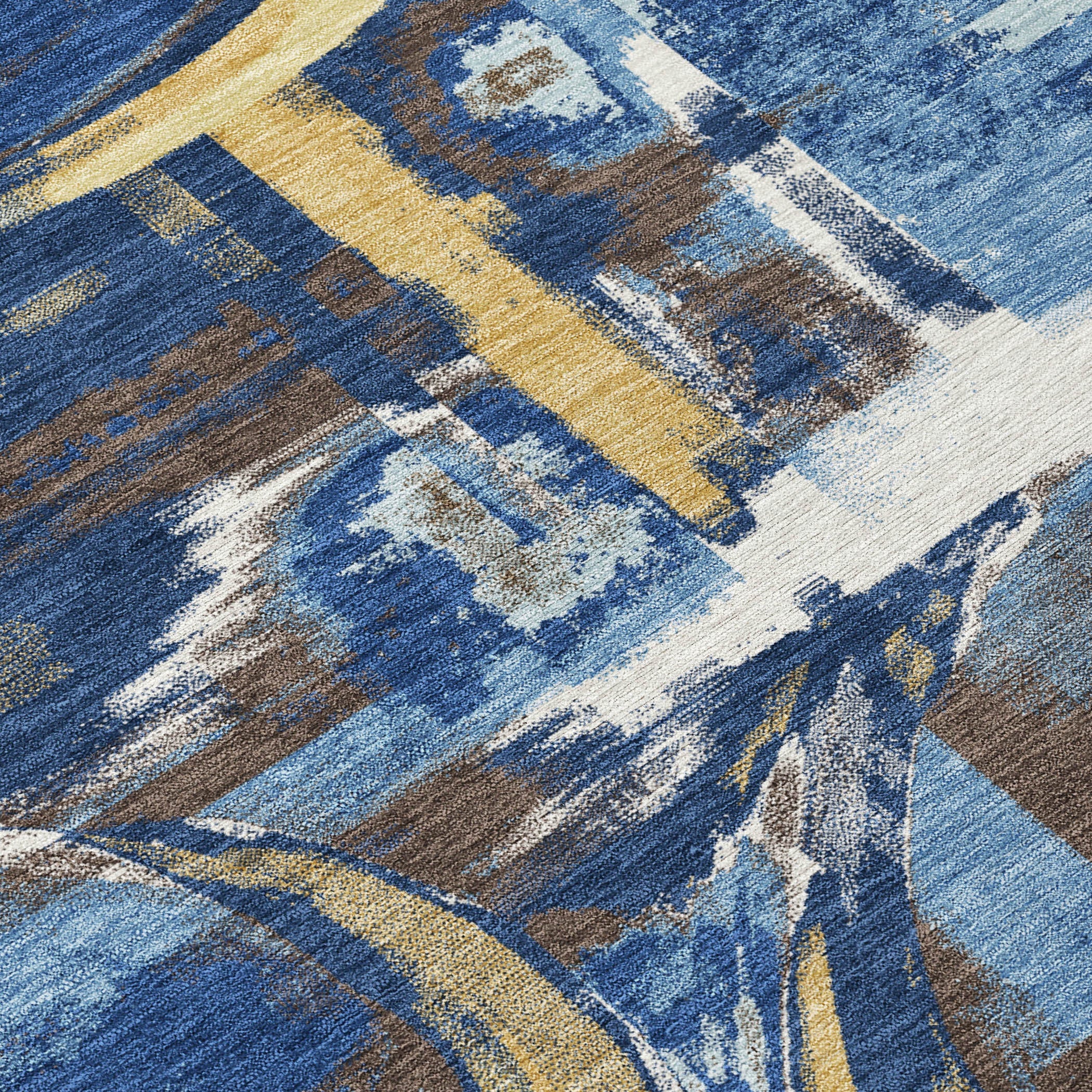 9' X 12' Navy Blue And Blue Abstract Washable Indoor Outdoor Area Rug Homeroots Outdoor