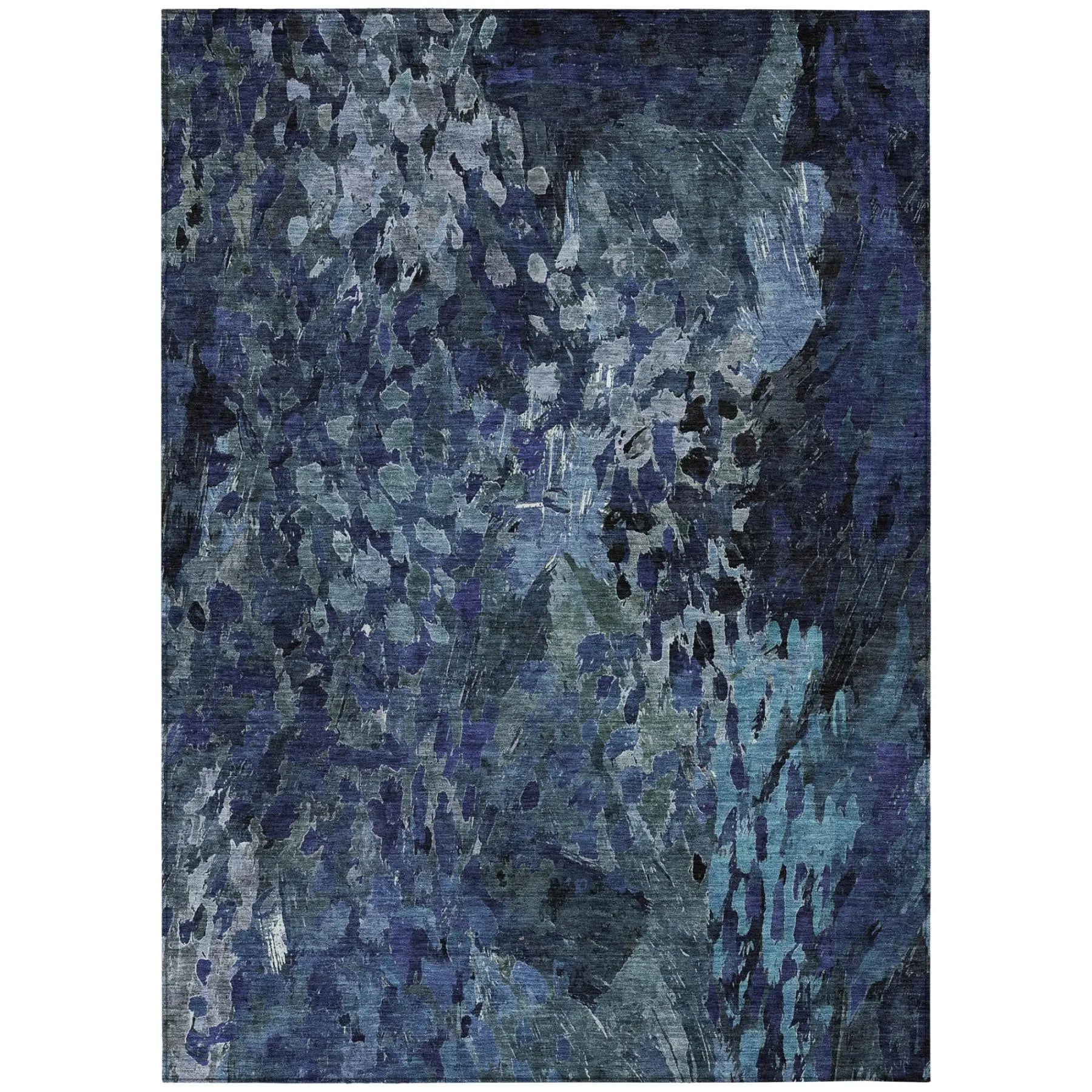 9' X 12' Navy Blue And Blue Abstract Washable Indoor Outdoor Area Rug Homeroots Outdoor